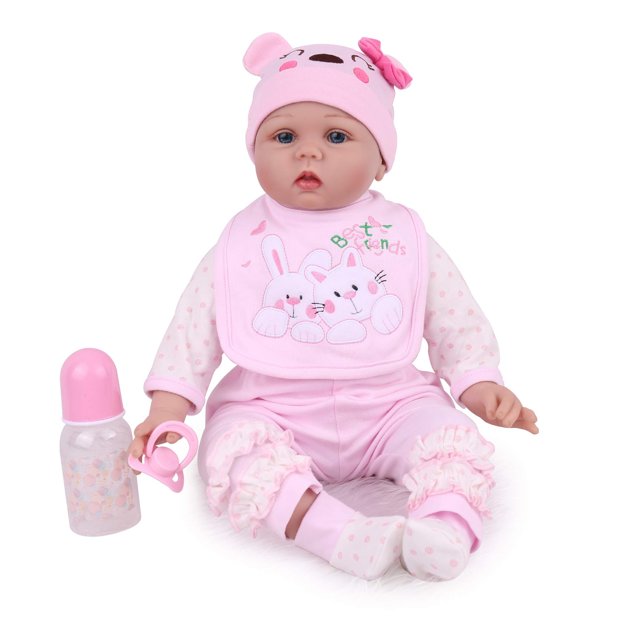 KaydoraReborn Baby Dolls 22 Inch Realistic Newborn Baby Girl Lifelike Handmade Real Looking Baby Dolls Soft Weighted Cloth Body Toy Gift for Kids Age 3+