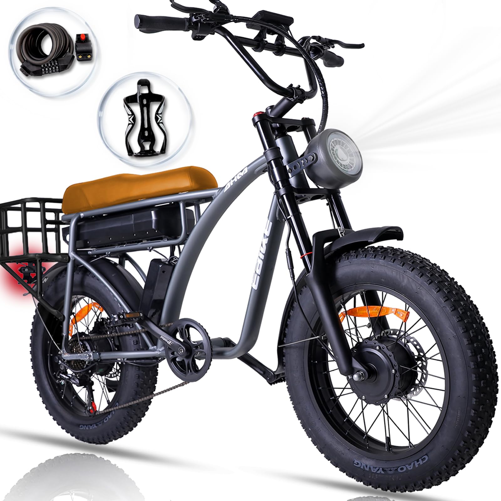 IBIKE Electric Bike for Adults, 2000W Dual Motor Ebike 20" x4.0 Fat Tires Electric Bicycle 48V 18Ah Removable Battery 7-Speed Mountain Ebike City Commuter Road Snow Cargo E-Bike