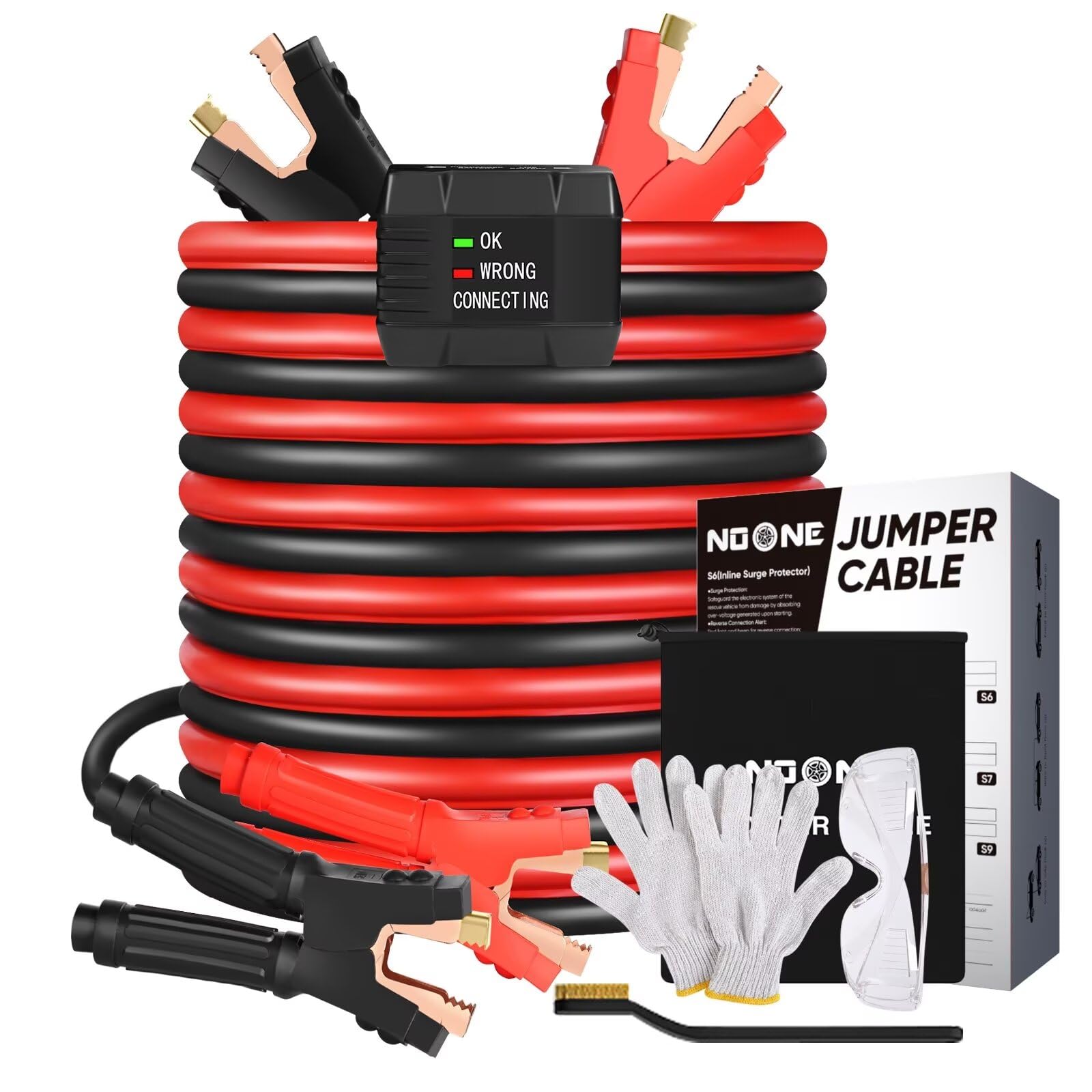 Jumper Cables, Heavy Duty Booster Cables 0 Gauge 25Feet (0AWG x 25Ft) 1000Amp with Goggles Cleaning Brush in Carry Bag