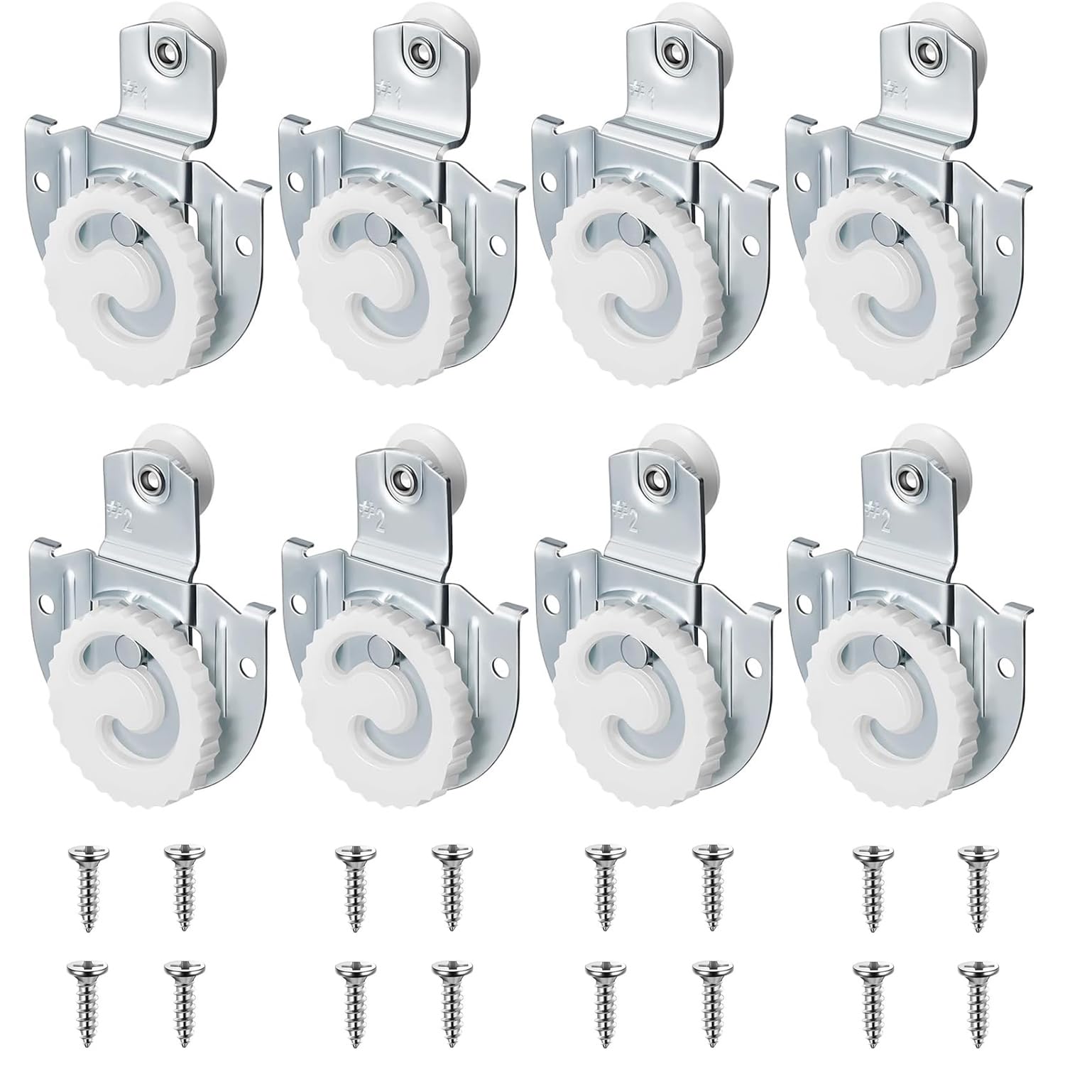 AcideaSliding Closet Door Roller Kit, 8 Pack 4 Set Sliding Door Hangers in Zinc Plated Include 8 Sliding Door Rollers Bypass Sliding Hardware Knob Adjustable Door Hooks with 16 Screws