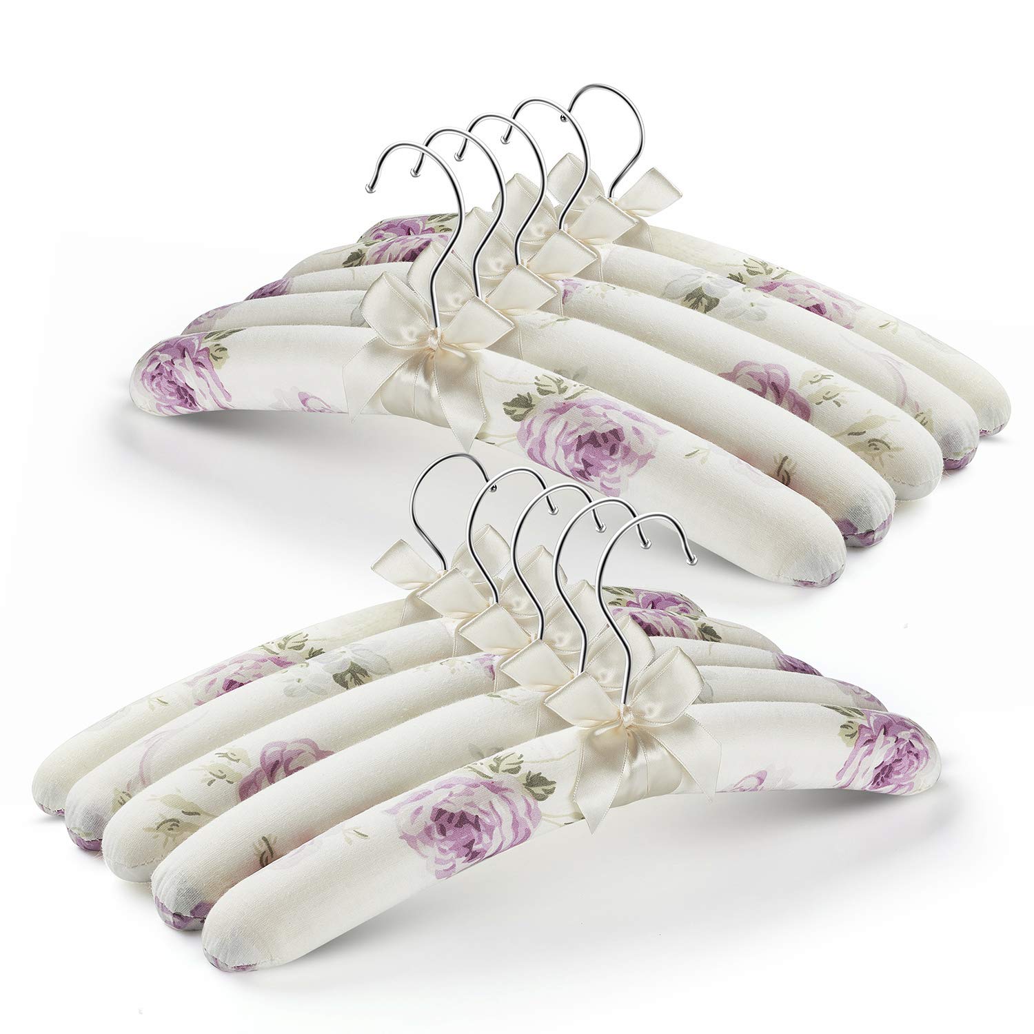 TBMax Padded Hangers Pack of 10 Fabric Coat Hangers Non Slip Satin Clothes Hangers