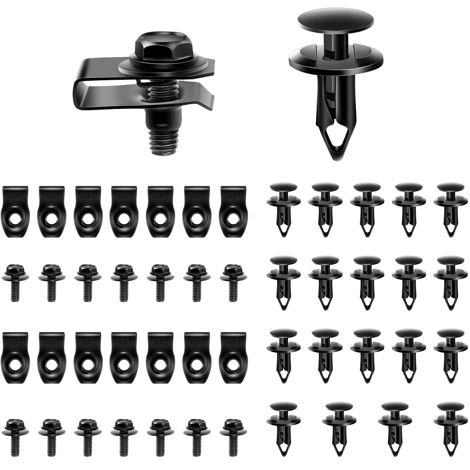 XBRN 50PCS Engine Splash Cover Body Bolt Mudguard Fixer Bumper Clamp Fastening Nut Kit Rivet Clamp Kits