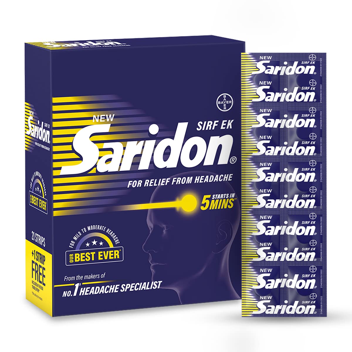 Saridon New Tablet, No. 1 Headache Relief Specialist, For Fast Headache Relief 10 Tablets X Pack Of 10