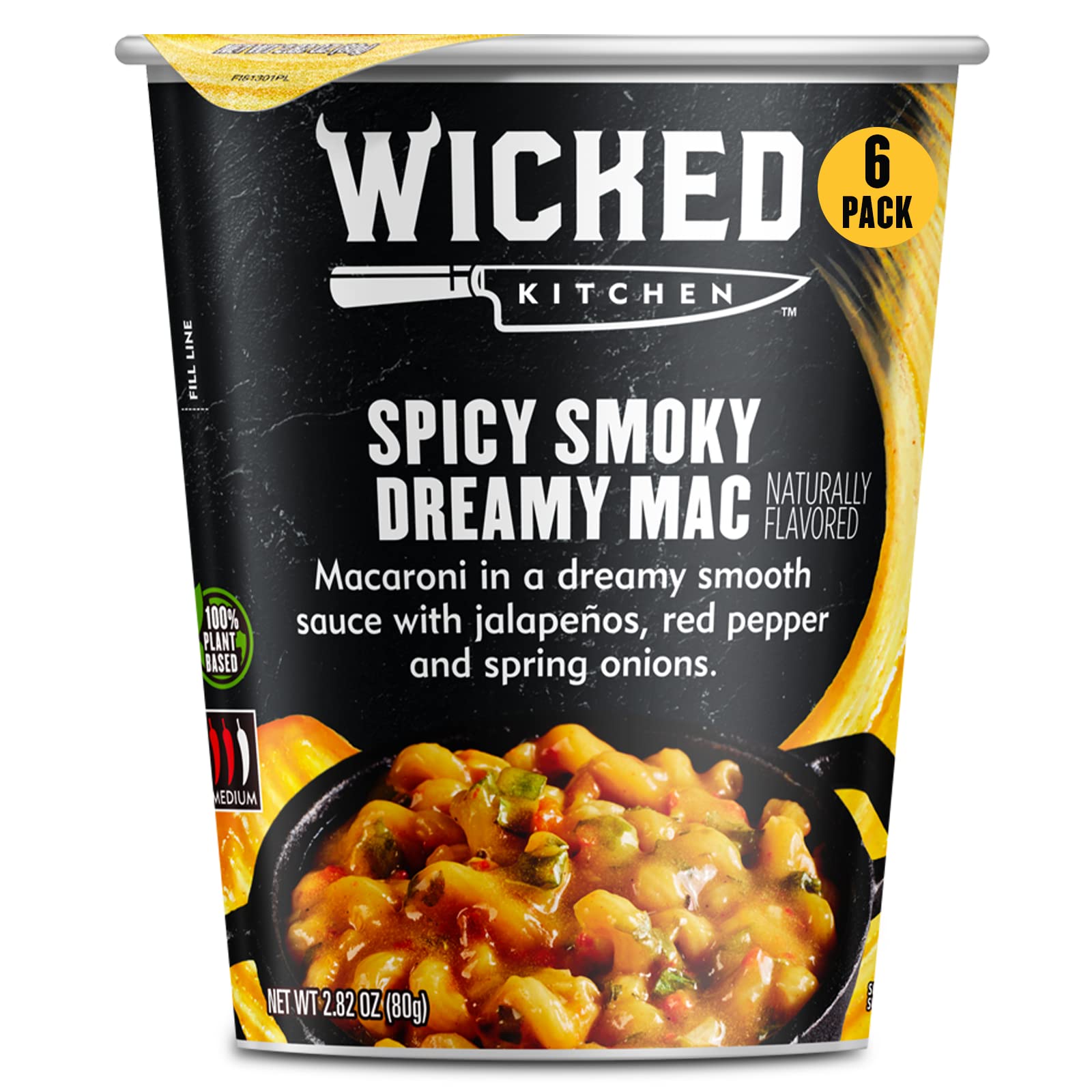 Wicked Kitchen Spicy Smoky Dreamy Mac, 6 Pack - Macaroni in a Dreamy Smooth Sauce with Jalapenos, Red Pepper and Spring Onions - Plant-Based, Dairy Free and GMO-Free