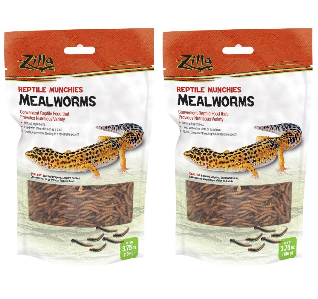 Zilla Reptile Munchies - Mealworms 3.75 oz - Pack of 2