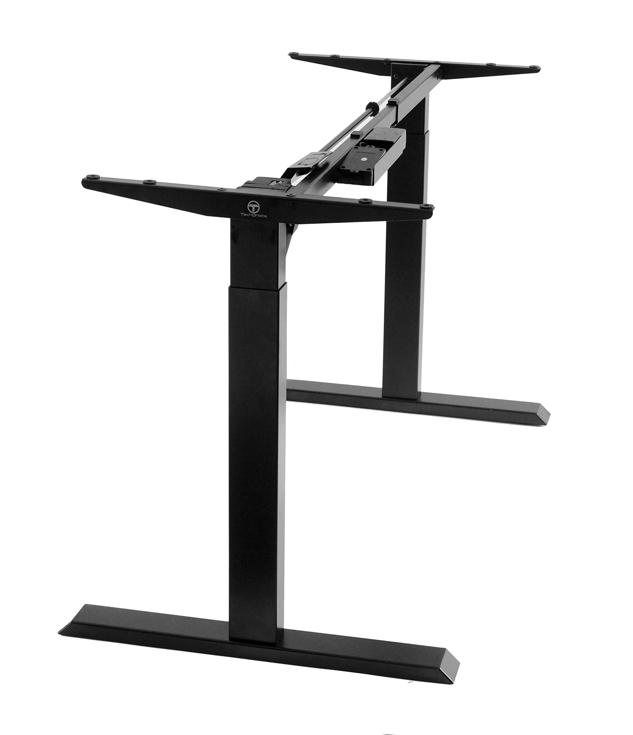 TechOrbits Electric Standing Desk Frame - Two Leg Motorized Stand Up Desk Base - Sit Stand Desk with Memory Settings and Telescopic Height Adjustment (Black)