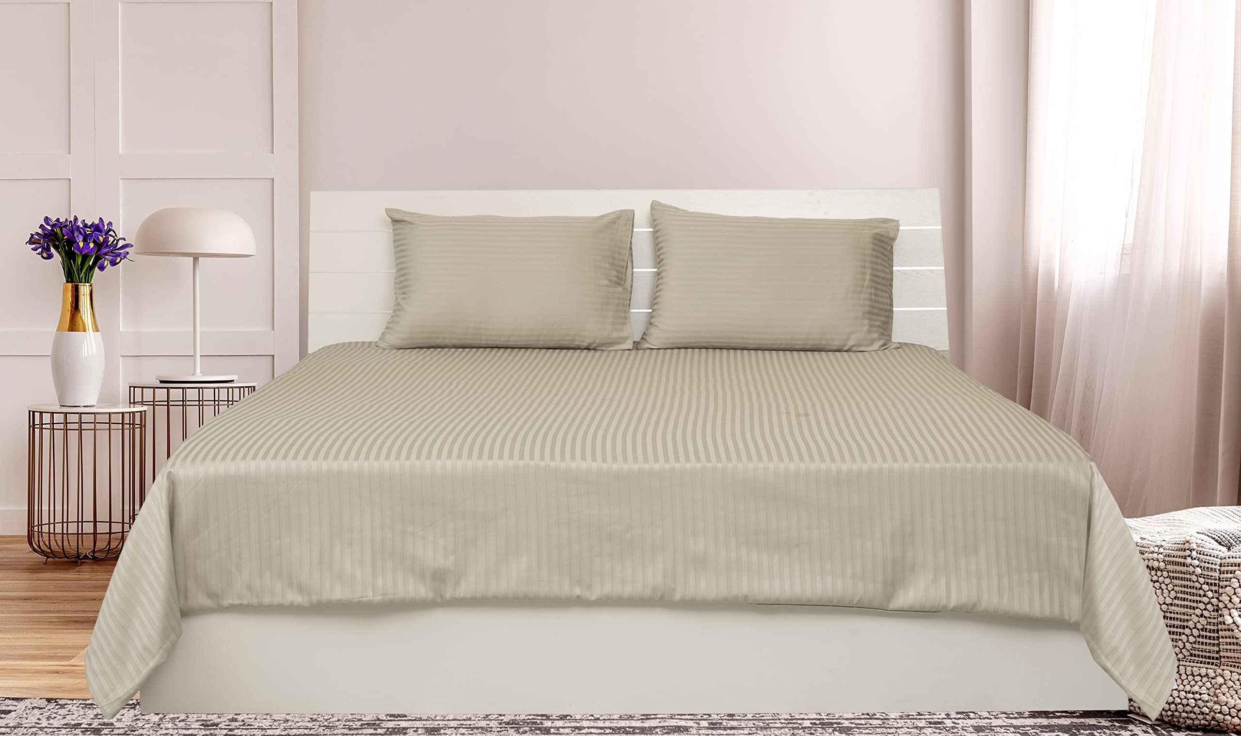 Hotel Linen Klub Stone King Size 260 X 280 Cm Hotel Linen Bedding Set - 3 Pieces, Off White, Cotton Material