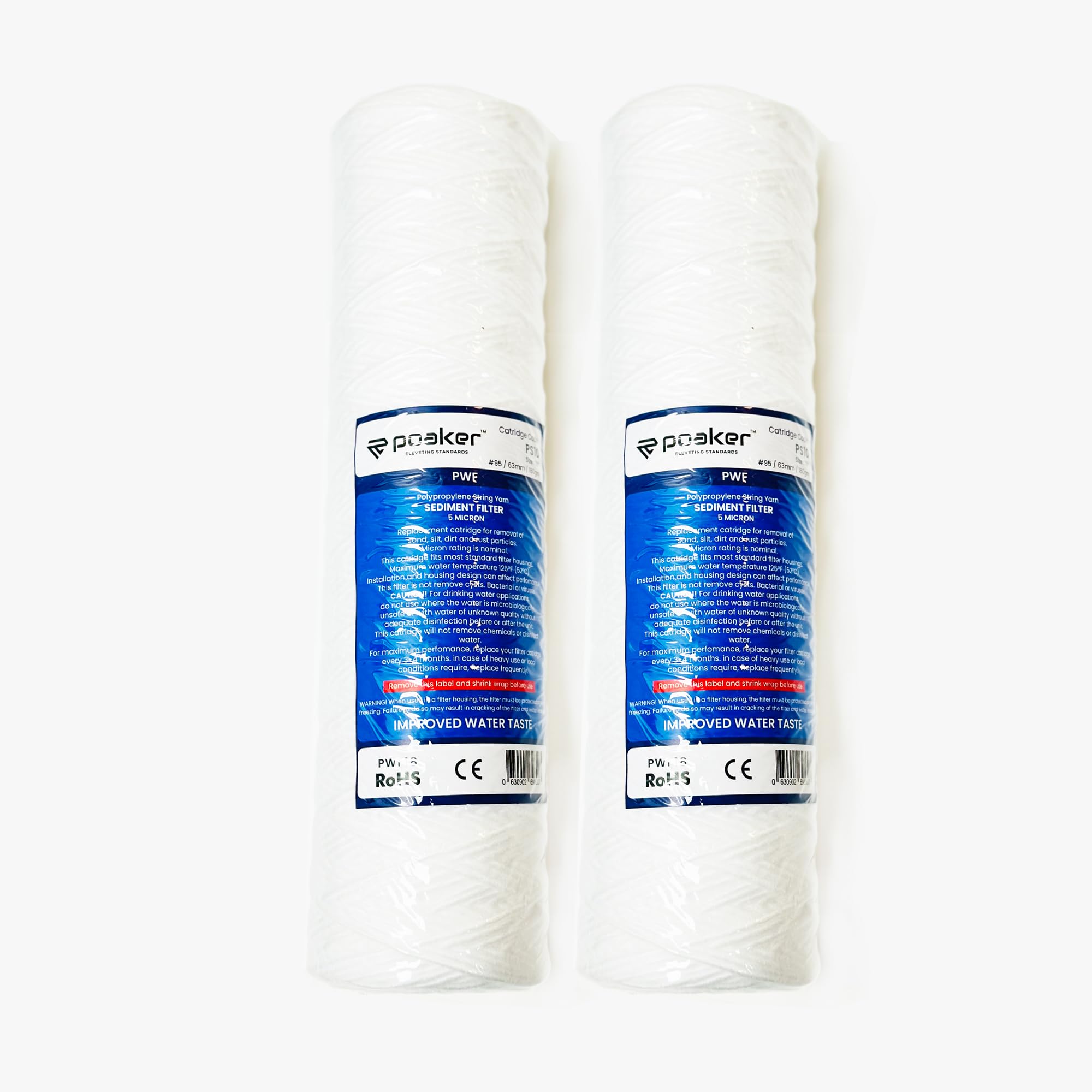 Royal Apex Water Filter Replacement Cartridges 10" Polypropylene Cotton Sponge Universal Cartridges, Standard Pre-filter Yarn Sediment for Standard RO Systems Pack of 2, 10" Cotton Yarn (90g)