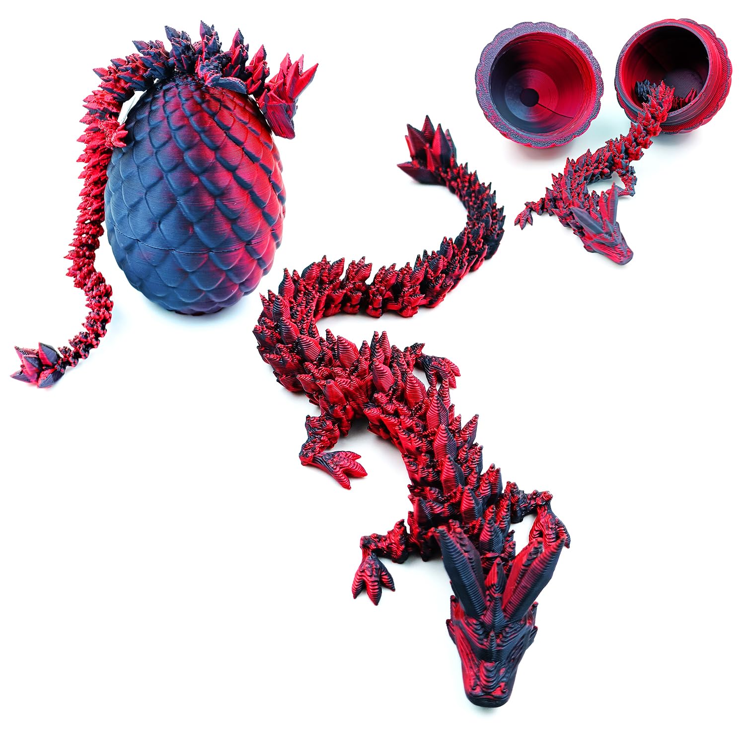 Yeefunjoy 3D Printed Dragon in Egg, 3D Egg Fidget Toy, Full Articulated Dragon Crystal Dragon with Dragon Egg, Flexible Joints Home Decor Executive Desk Dinosaurs Toys, Kids Gifts for Stress Relief