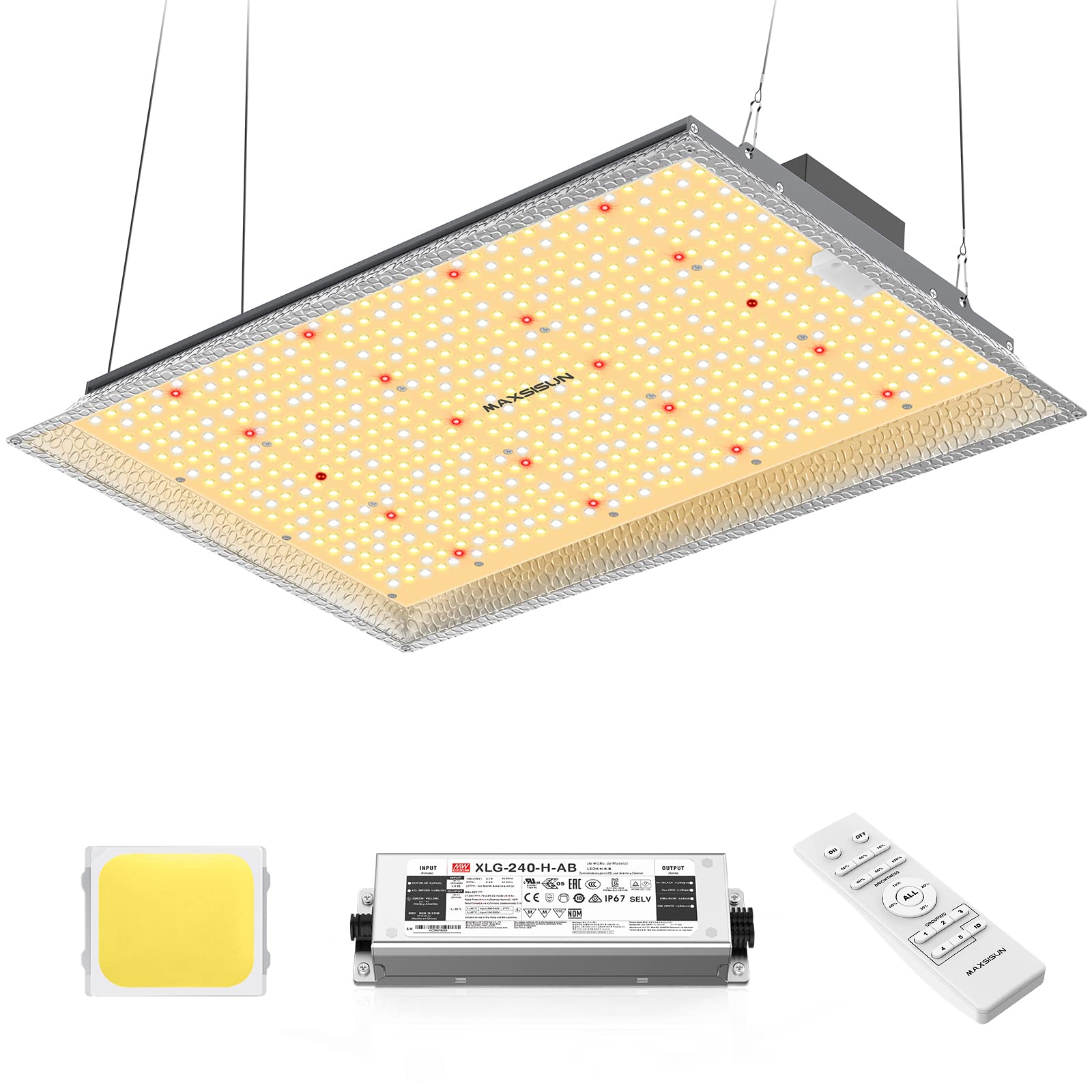 MAXSISUN MF2000 Grow Light, 230 Watt LED Grow Lights for Indoor Plants Full Spectrum Driver Remote Control Dimmable Growing Lamps for a 4’x2’ Grow Tent Veg & Bloom