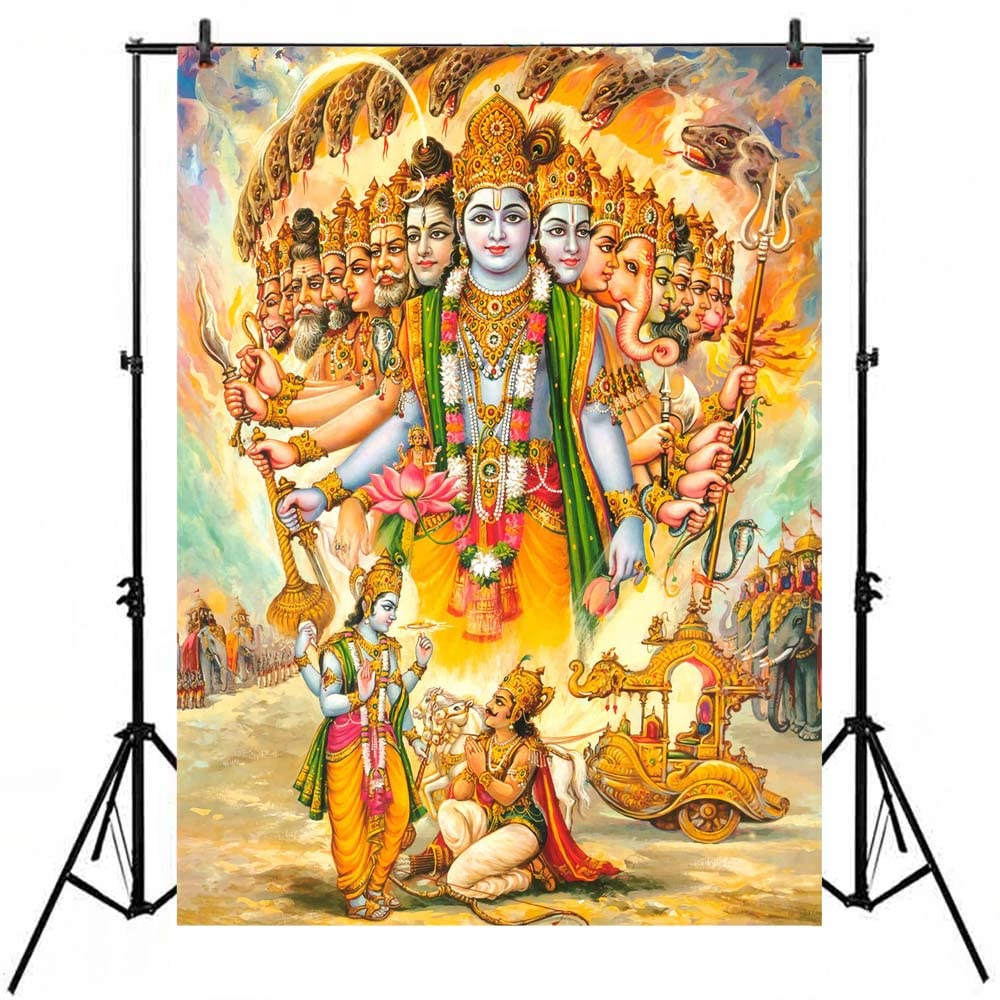 Indian Traditional Religious Art Lord Krishna Poster Backdrop 5x7 God Krishna Backdrop Tapestry Room Wall Decor