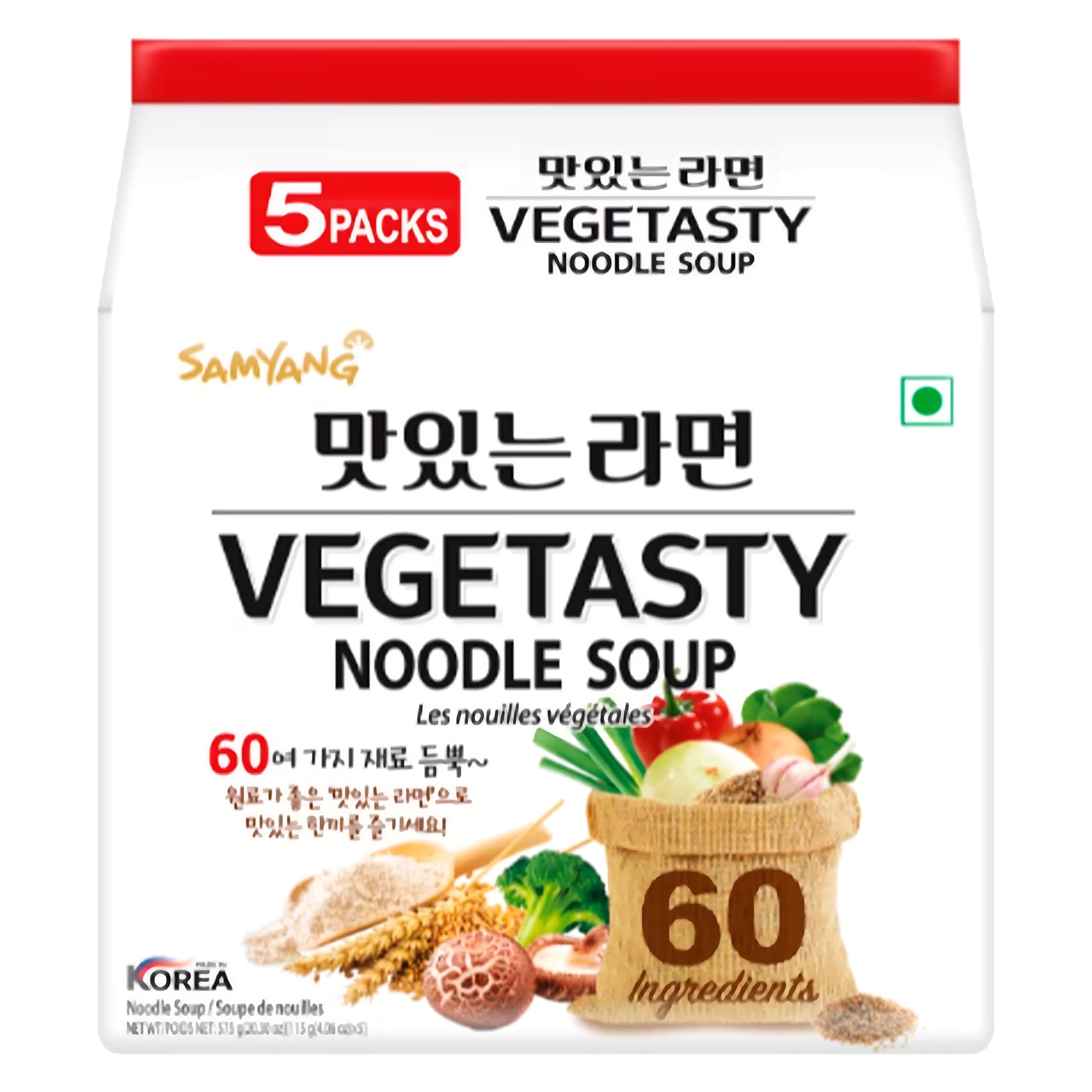 SAMYANG Vegetasty Noodles - (115G*5Pack) Pouch, 575 G, Vegetarian