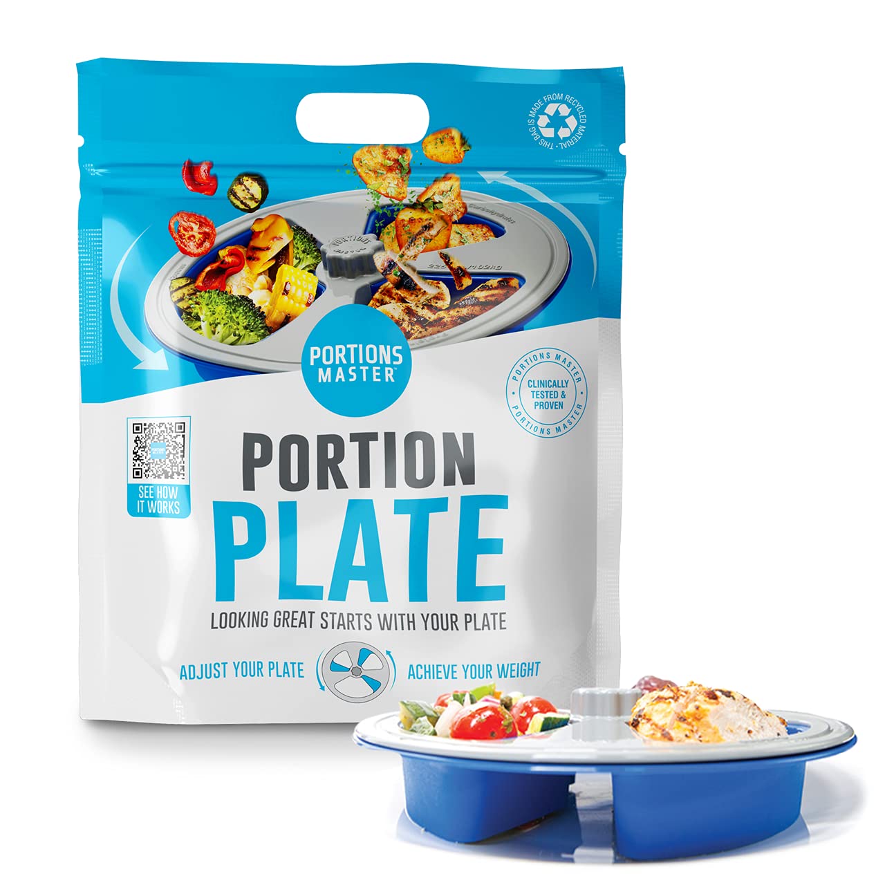 Portions Master All in One Plate | Diet Weight Loss Aid | Food Management & Servings Control (All in One)