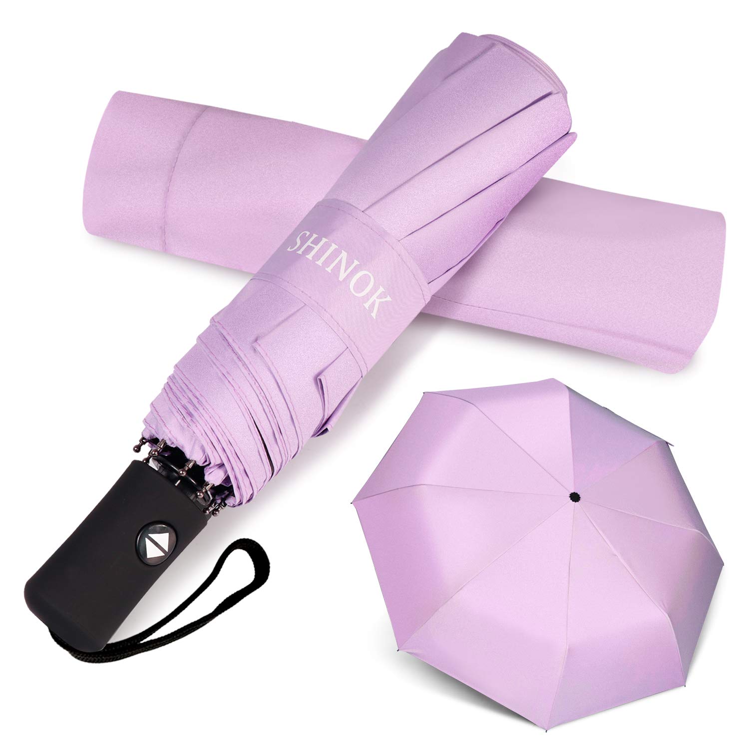 ShinokTravel Umbrella Folding Compact Umbrella Auto Open Close Sun Rain Umbrella with Sleeve