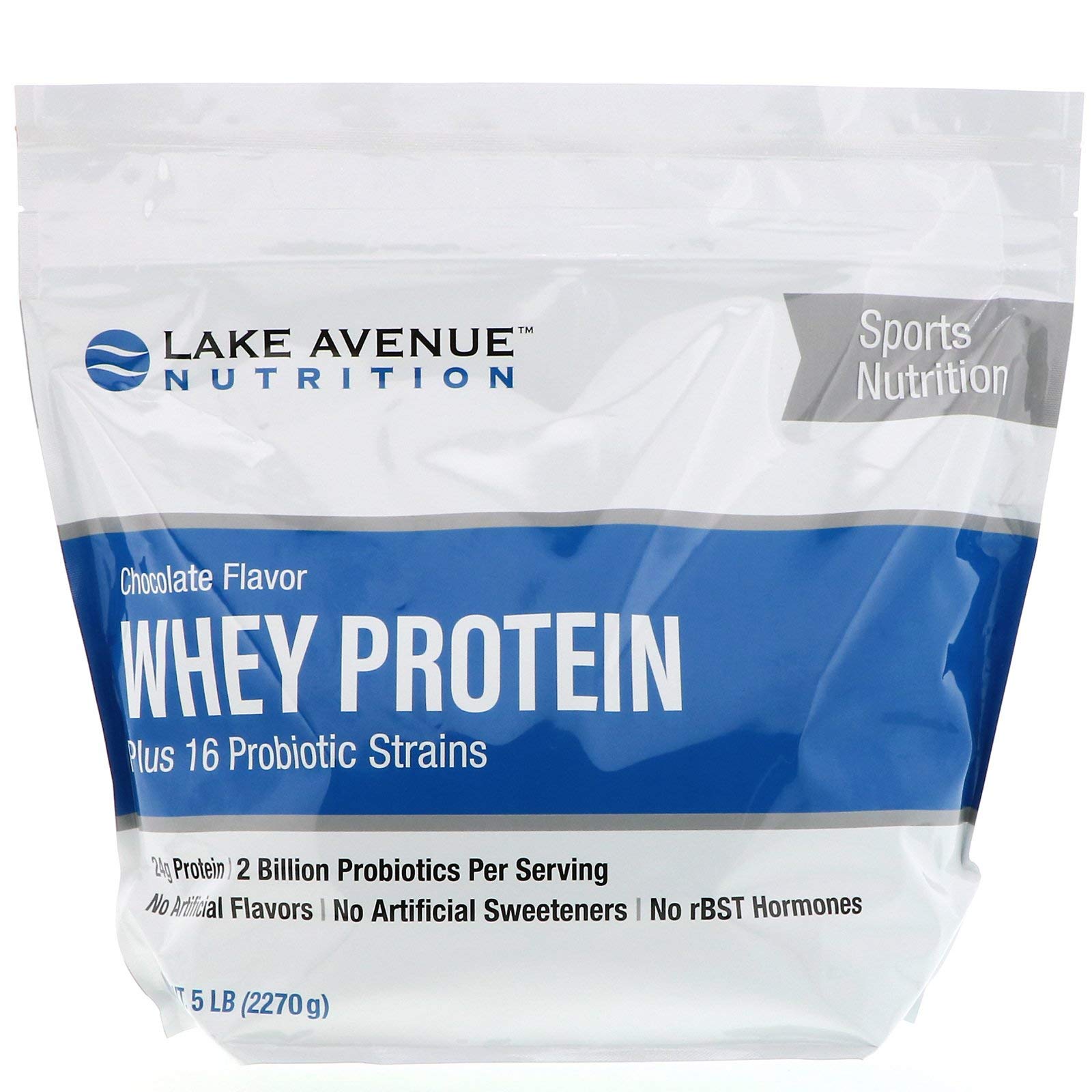 Lake AvenueWhey Protein + Probiotics, Chocolate, 5 lb Pouch (2.27 kg), Nutrition