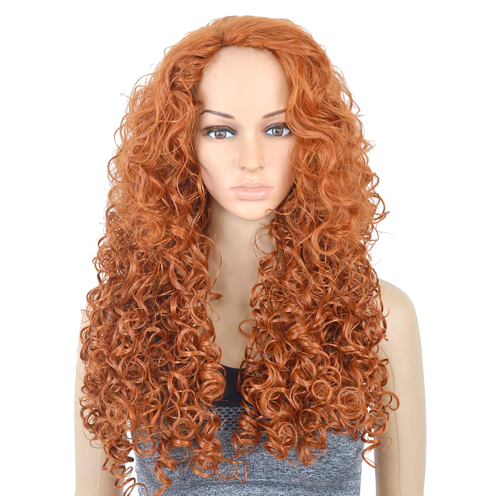 SiYi Halloween Fake Invention Star Cosplay Wig Long Curly Hair Orange Wig Hairstyle