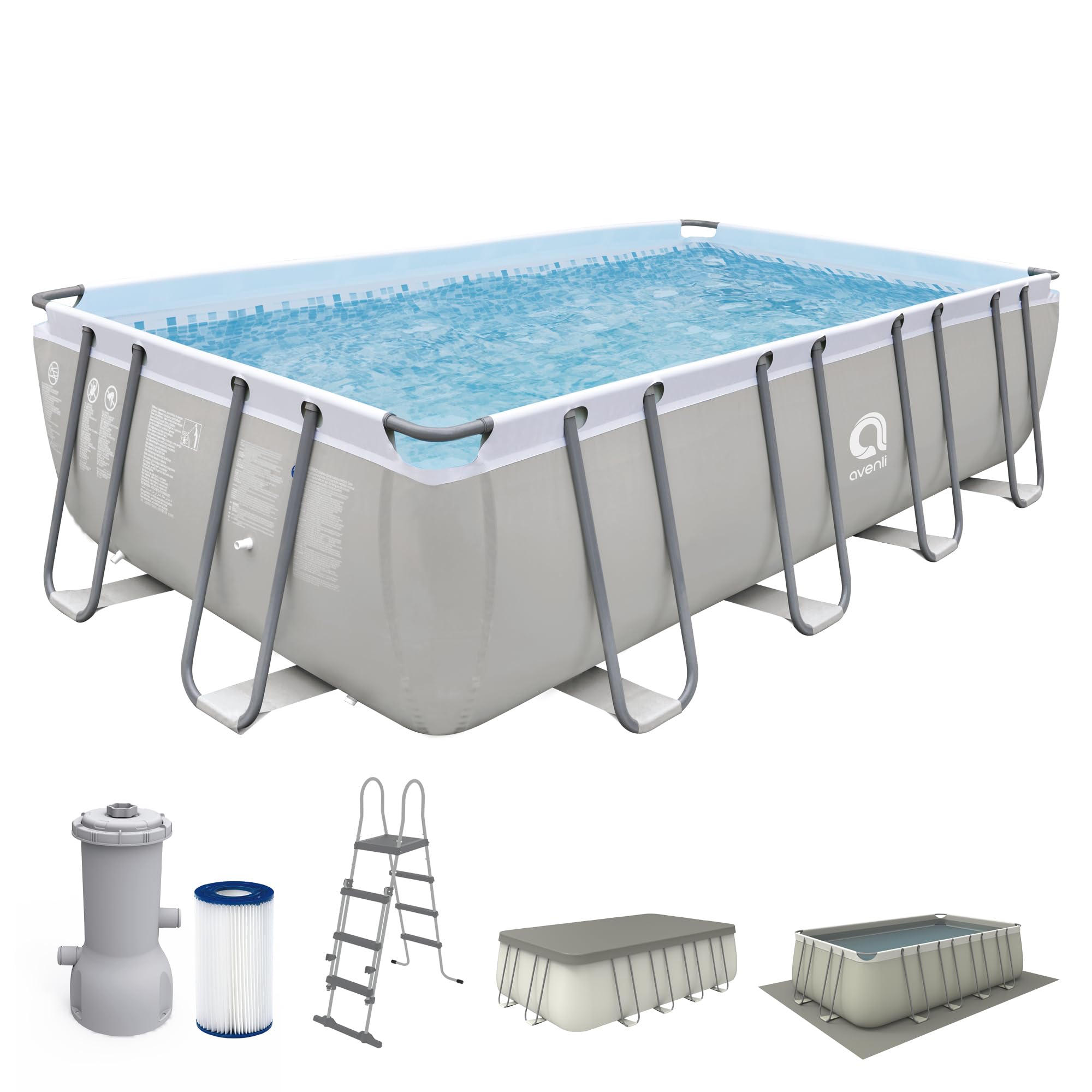 AVENLIFrame Plus Rectangular Pool Set Grey 549cmx280cmx122cm