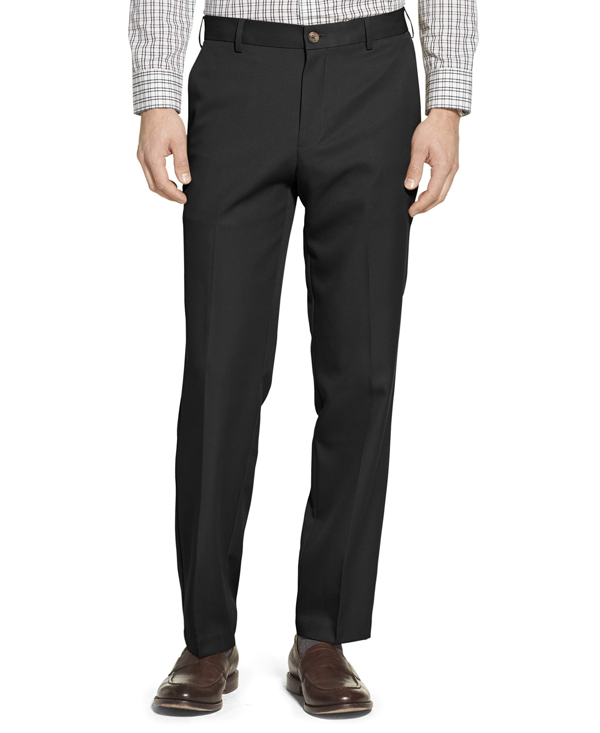 ArrowMen's Flat Front Straight Fit Solid Twill Micro Dress Pant