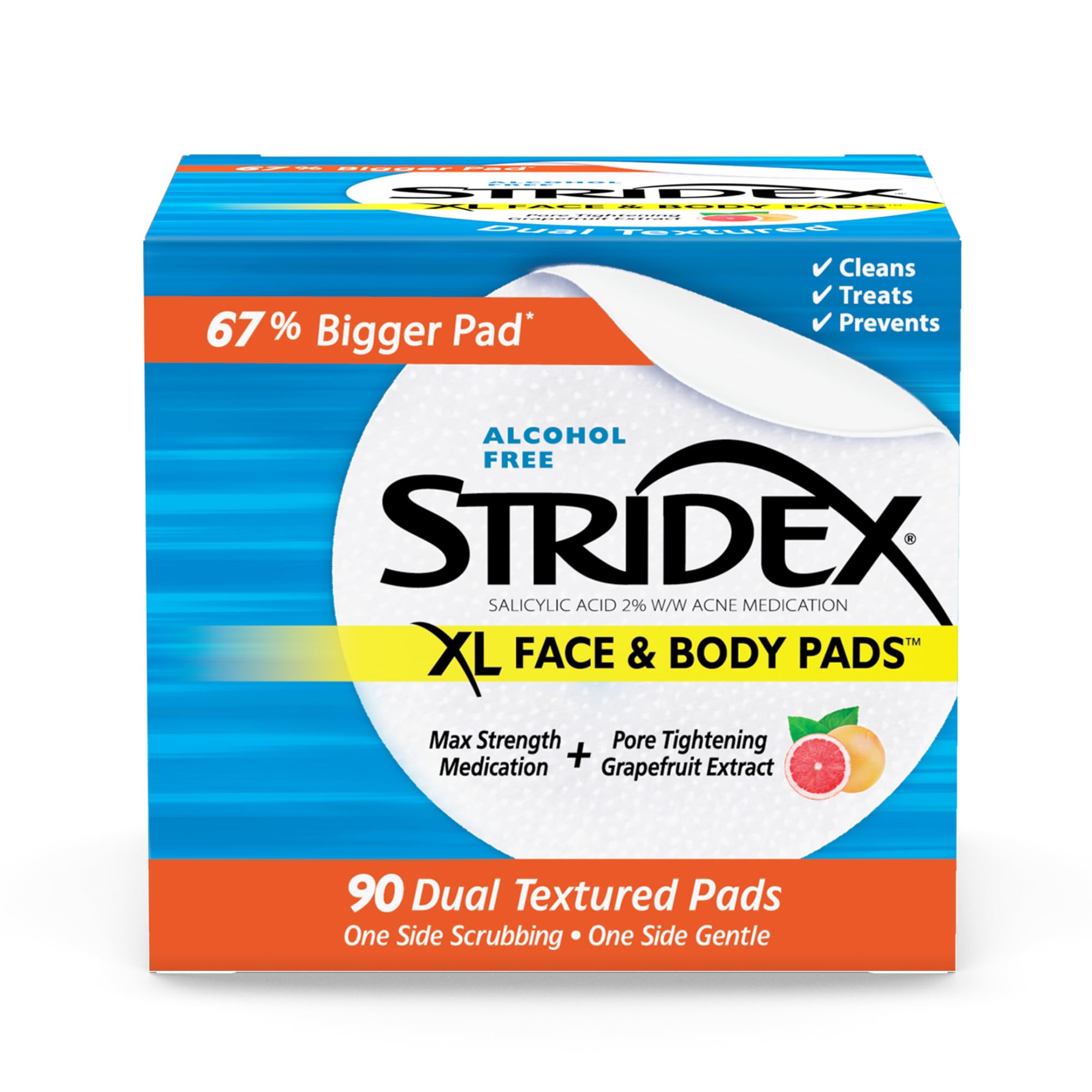 Stridex XL Face Body Pads, 90 Count