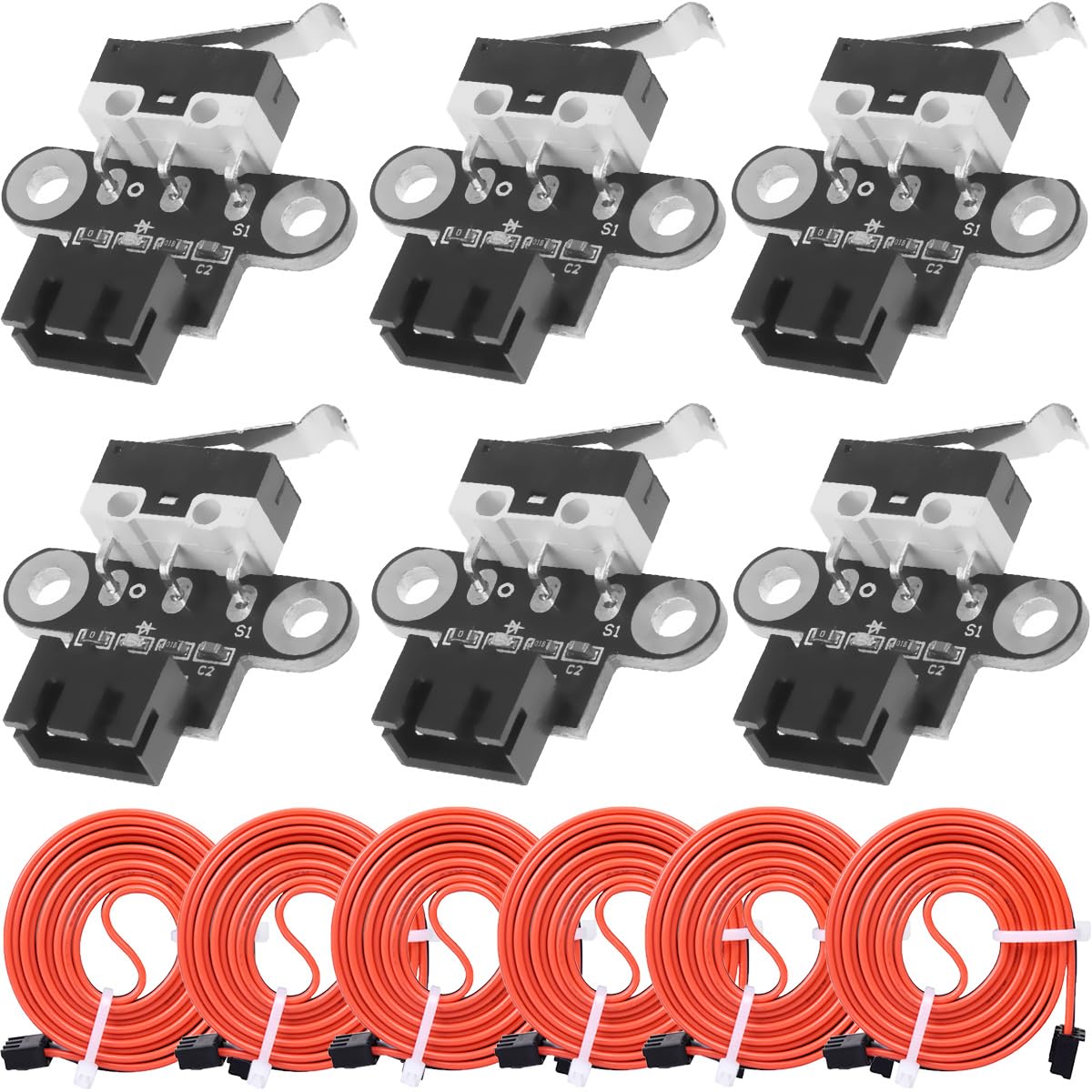 Youmile 6 pcs 3D Printer Switch Mechanical Limit Switch Module 3D Printer Part Accessories Horizontal Type Switch Micro Limit Switche with 3pin cable for RAMPS 1.4 3D Printers