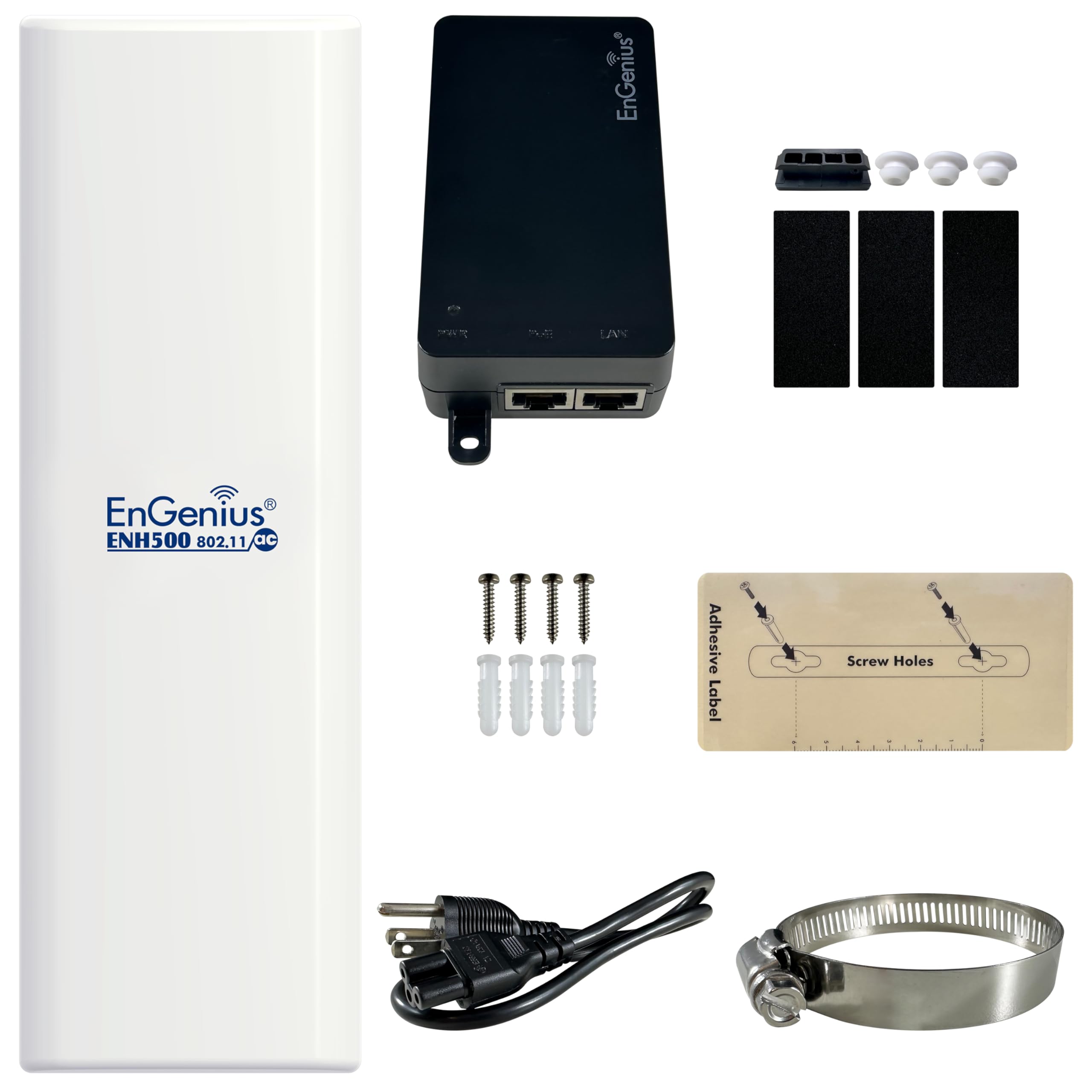 EnGenius Technologies ENH500v3 Wi-Fi 5 Wave 2 Outdoor AC867 5GHz Plug-n-Play Wireless Bridge, PTP/PTMP, IP55, 27dBm, 16 dBi High-Gain Antenna, Long Range up to 5 Miles, Gigabit Port [1-Pack]