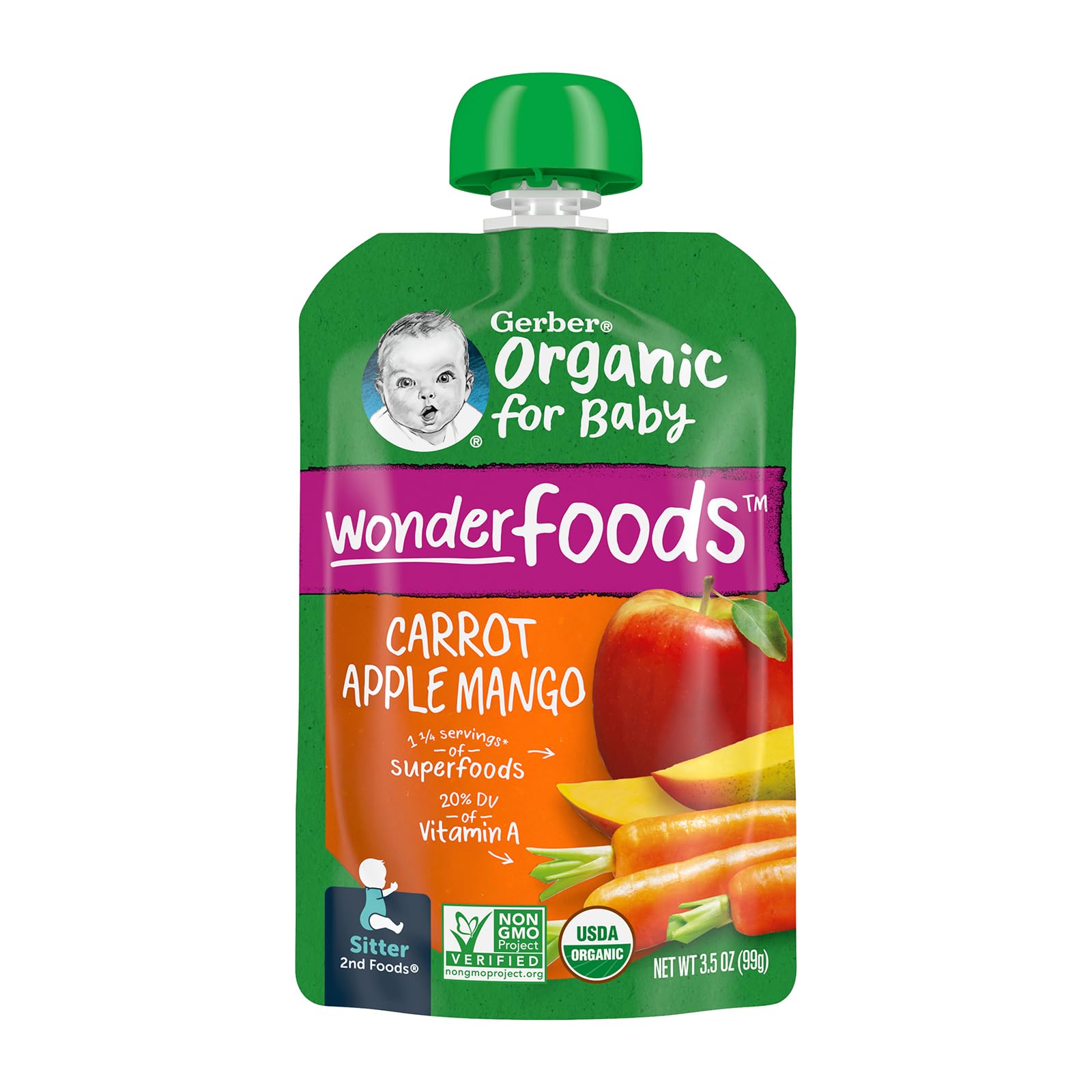 Gerber 2nd Foods Organic, Carrot Apple Mango MP 2