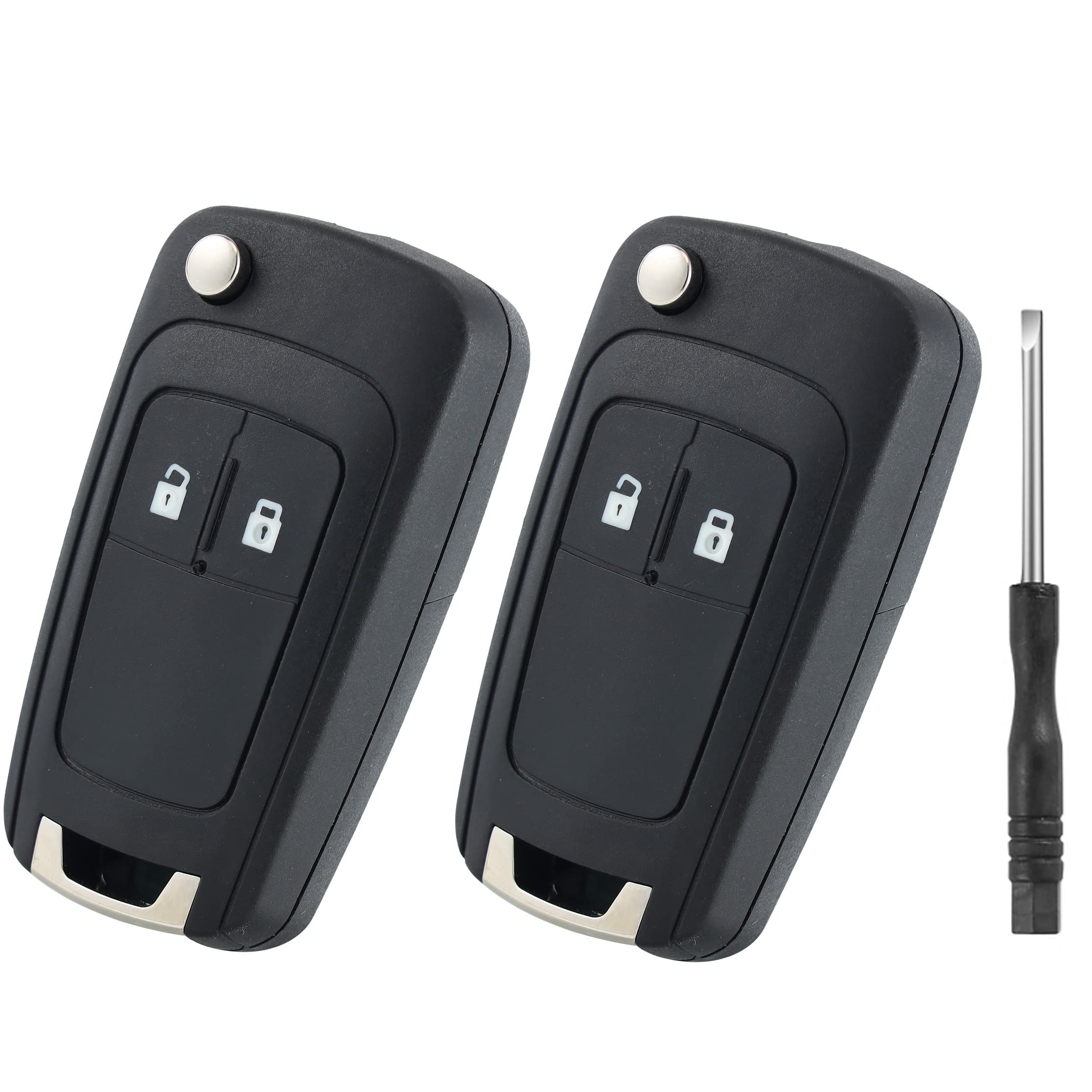 Betterher 2pcs Car Key Fob Case 2-Buttons Remote Control Replacements compatible for Opel Vauxhall Buick Astra Insignia Vectra Chevrolet Captiva Orlando Cruze Aveo Spark