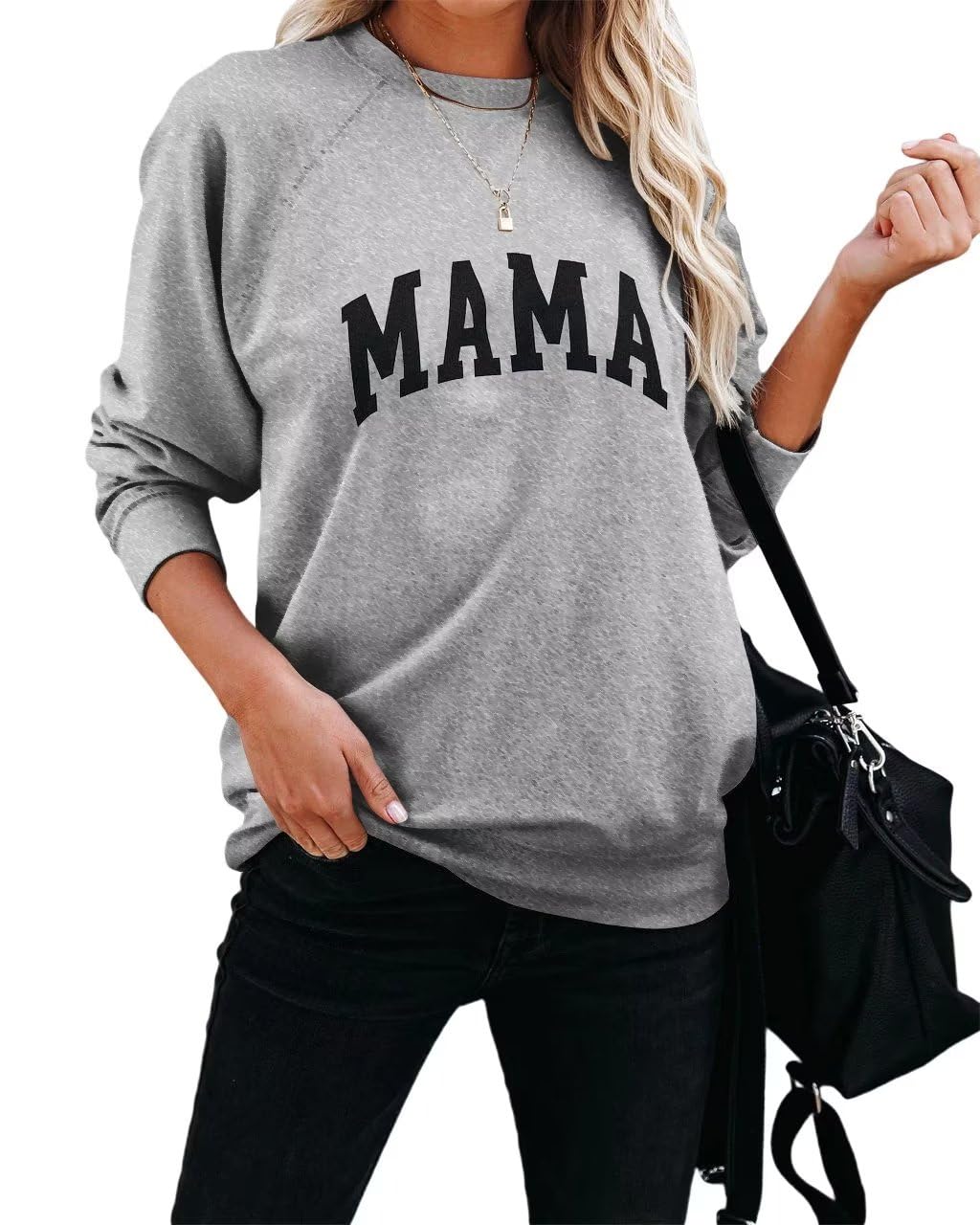 Dressmine Women's Crewneck Mama Sweatshirt Casual Long Sleeve Raglan Graphic Shirts Print Pullover Tops