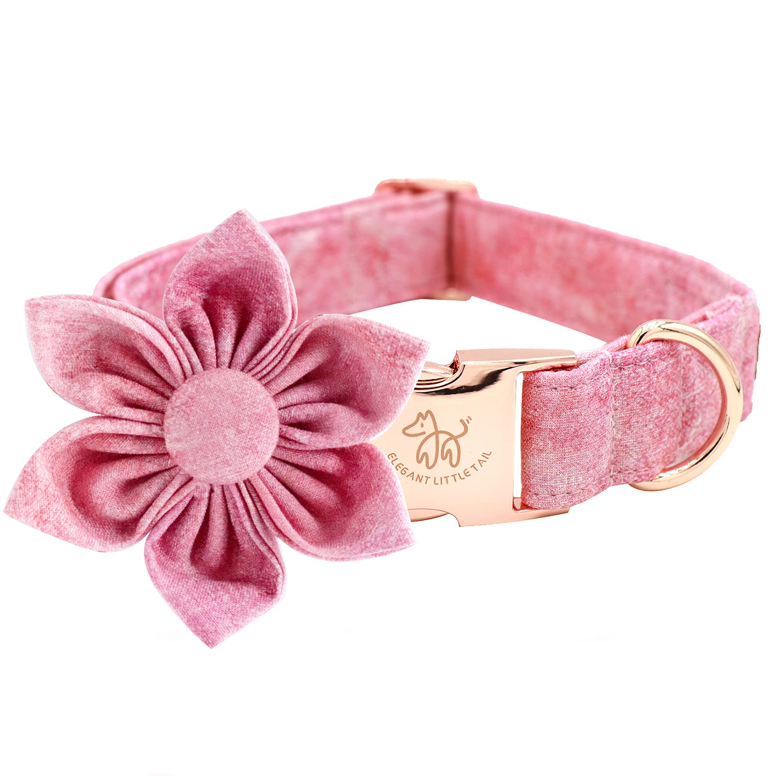 Elegant little tailPink Girl Dog Collar for Female Dogs, Pet Collar Adjustable Dog Collars with Flower Gift for Small Dogs and Cats