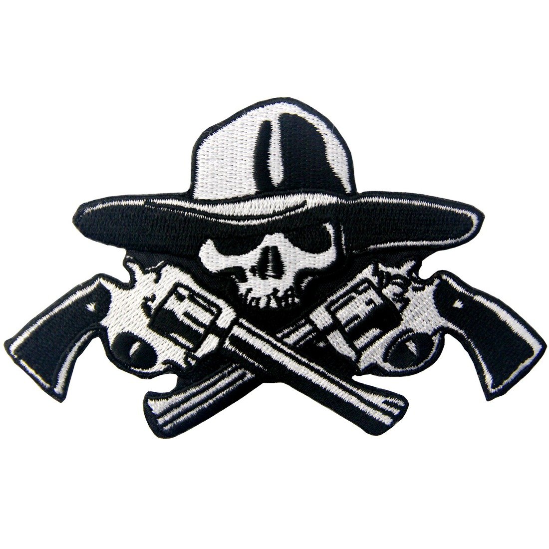 Skull with Guns Patch Embroidered Applique Iron On Sew On Emblem