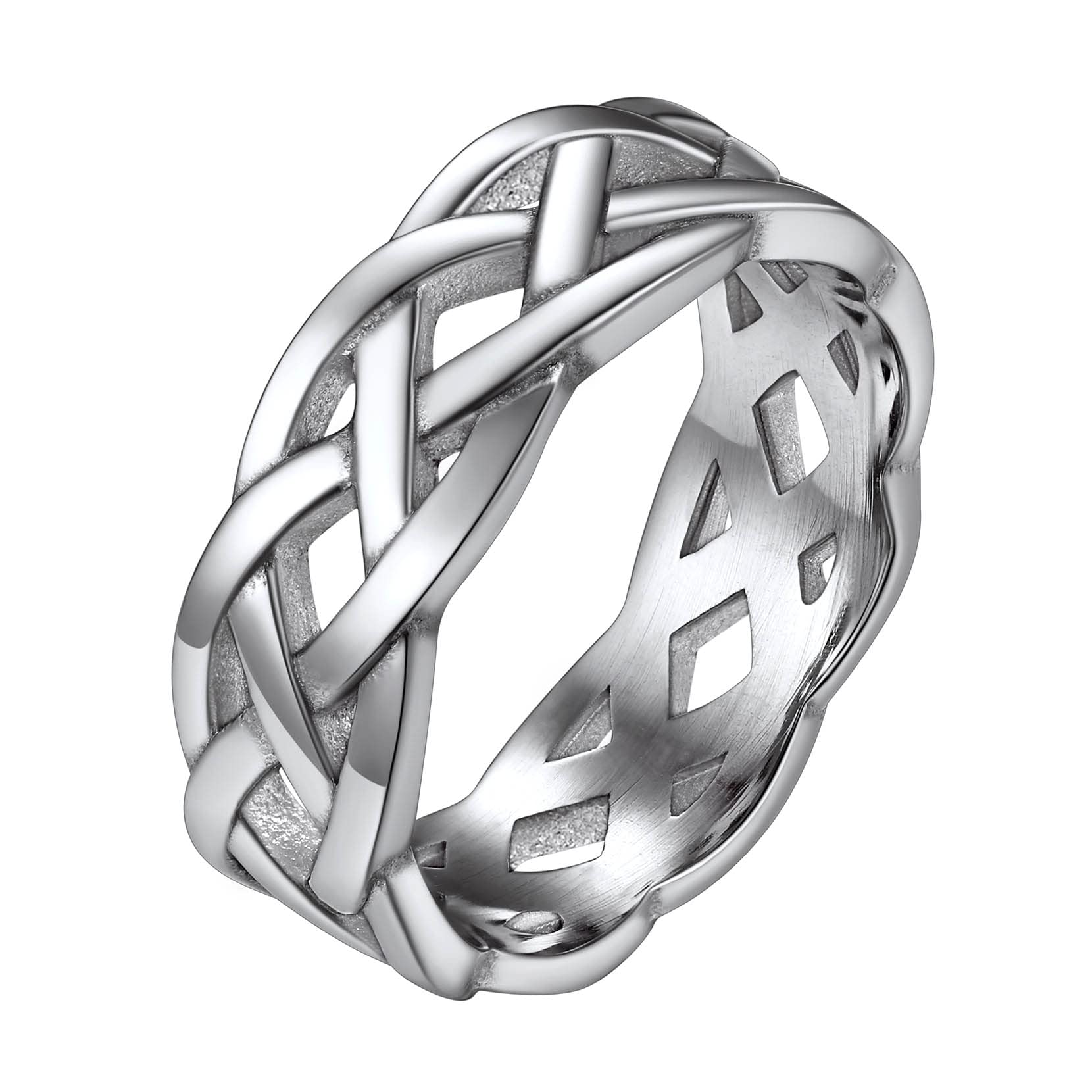 RichsteelIrish Celtic Knot Finger Rings for Women Men, Sturdy Stainless Steel Promise Couple Band Ring Jewellery, Come with Gift Box