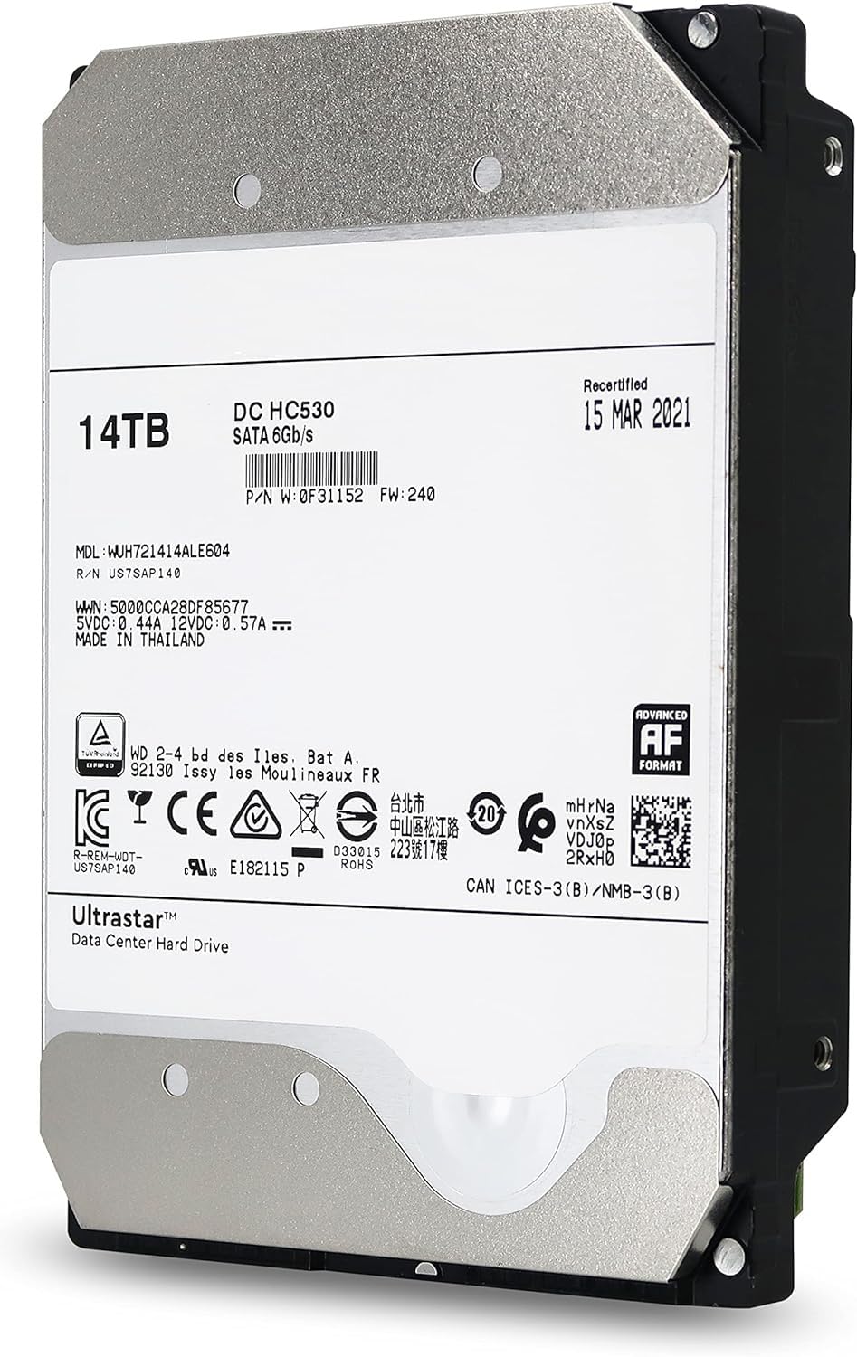 MDD - WD DC HC520 WUH721414ALE604 14TB 7200RPM 256MB Cache SATA 6.0Gb/s 3.5inch Datacenter Hard Drive - 5 Year Warranty (Renewed)