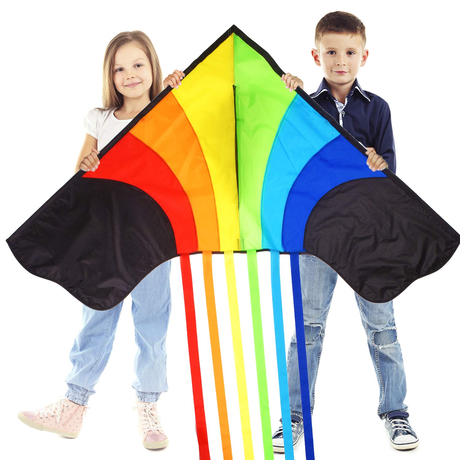 Original Rainbow Kite For Children And Adults - Very Easy To Fly Kite - Family Fun For All - Great Outdoor Toy For Beginners - Built To Last - Makes a Great Gift