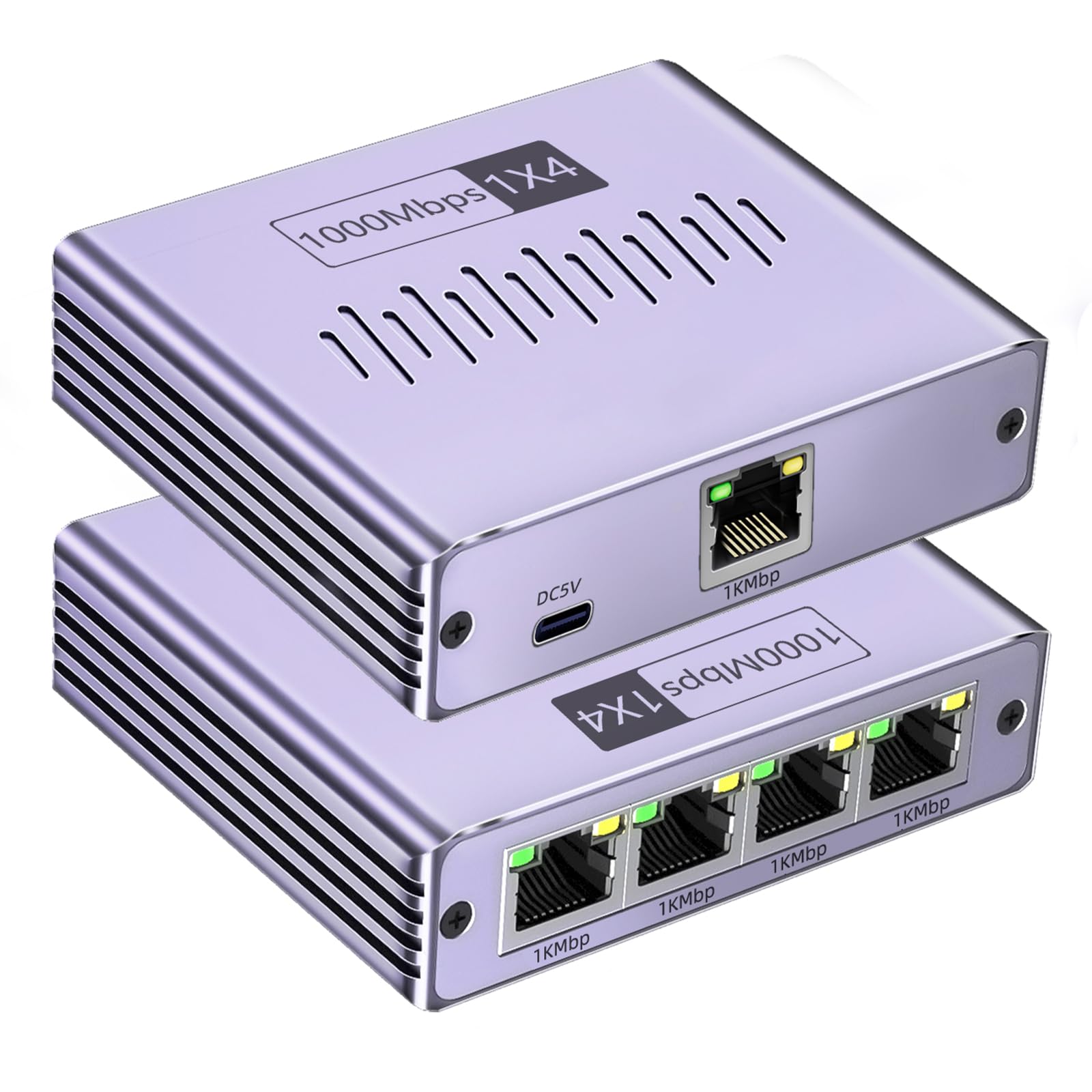 Ethernet Splitter 1 to 4 1000Mbps, Gigabit Ethernet Switch Internet Splitter Lan Splitter Network Switch Ethernet Port Splitter for Computers, Hubs, Switches, Routers, Set-Top Boxes