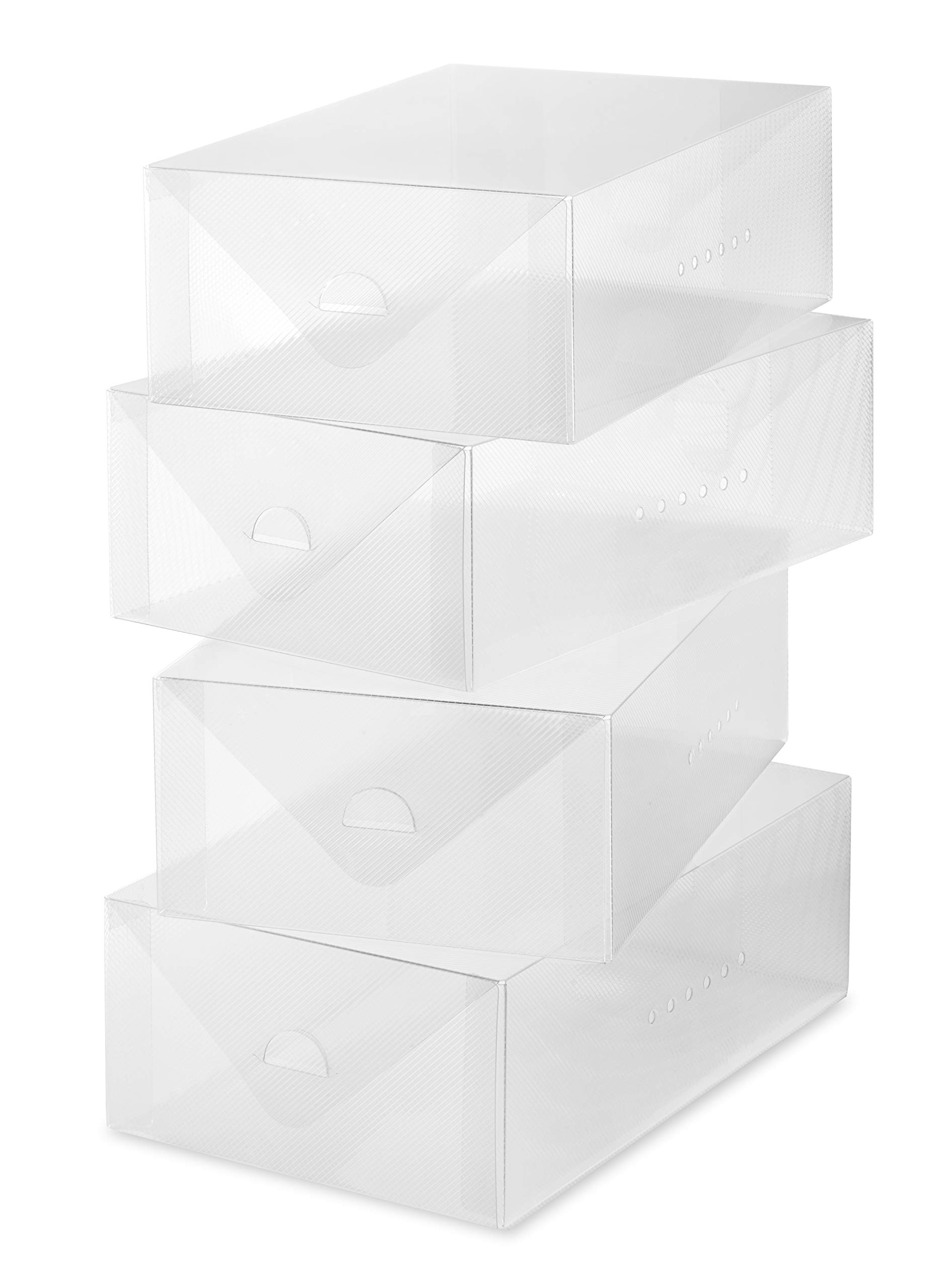 Whitmor Clear Vue Shoe Box - Heavy Duty Stackable Shoe Storage - (Set of 4)