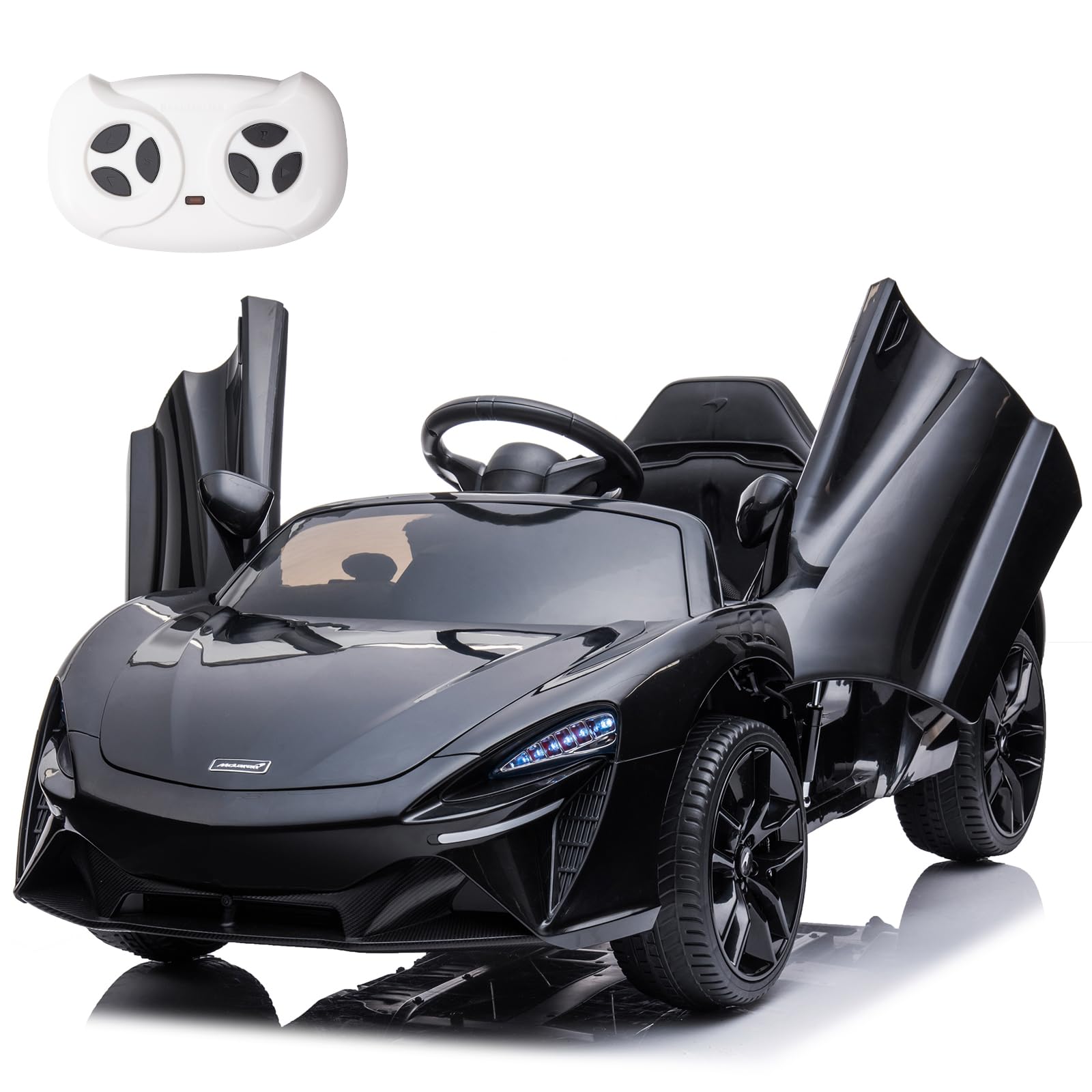 FINITO 24V Kids Ride on Car, Licensed Mc Laren Electric Car for Kids, Battery Powered Ride-on Toy for Boys and Girls with Remote Control, 4 Powerful Wheelers (Black)