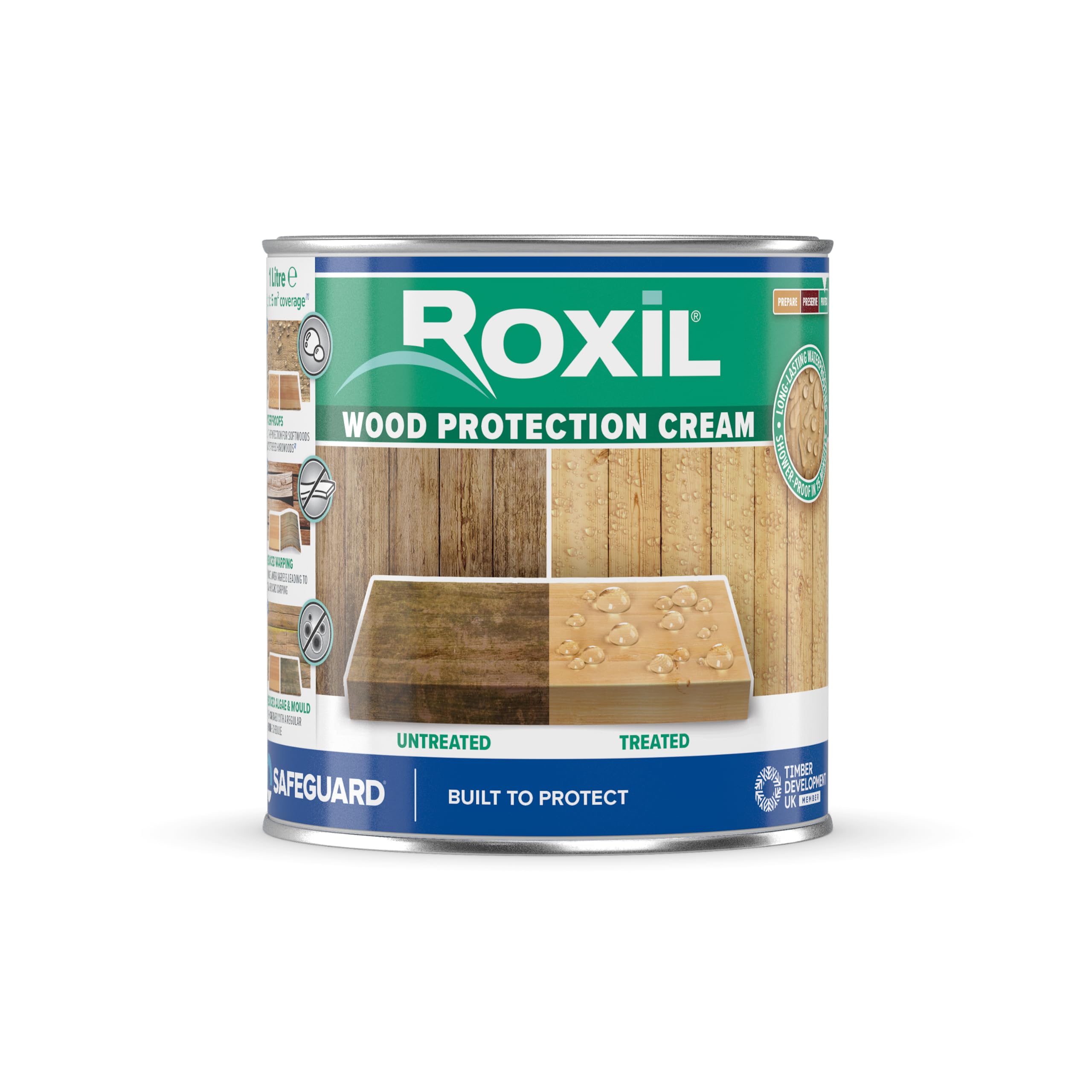 Roxil Wood Protection Cream - 1L - Instant Wood Sealer, Waterproofing Clear Treatment, Preserves Outdoor Wood: Fences, Decking, Furniture, Sheds