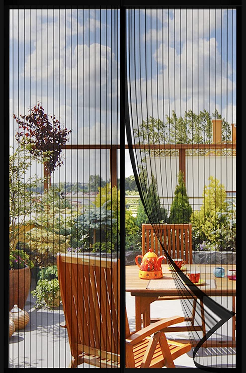 Magnetic Screen Door，Screen Door Mesh，Keep Bugs Out, Heavy-Duty Mesh Curtain,Pet and Kid Friendly, Works with Front Doors, Sliding Doors（34 x 82 Inch ‎Black