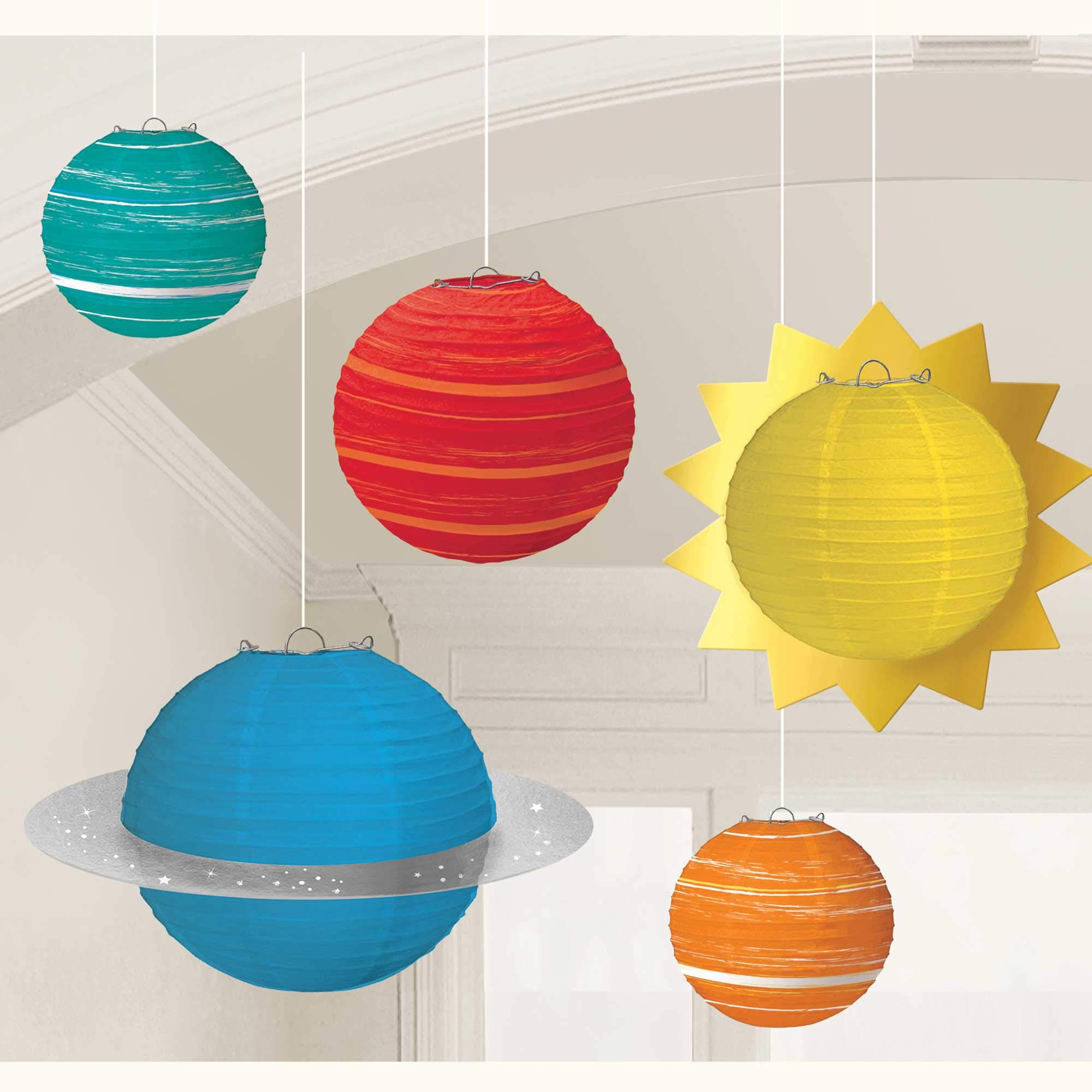 Amscan 2402278 blast off Solar System Paper Lanterns-5 Pcs