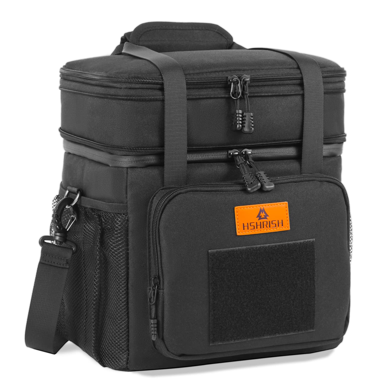 Expandable Large Tactical Lunch Box for Adults, Durable Insulated Lunch Bag with Lots of Storage Space, Cooler Bag for Men Women Work Outdoor Picnic Trip, 16 L, Black, HSHRISH