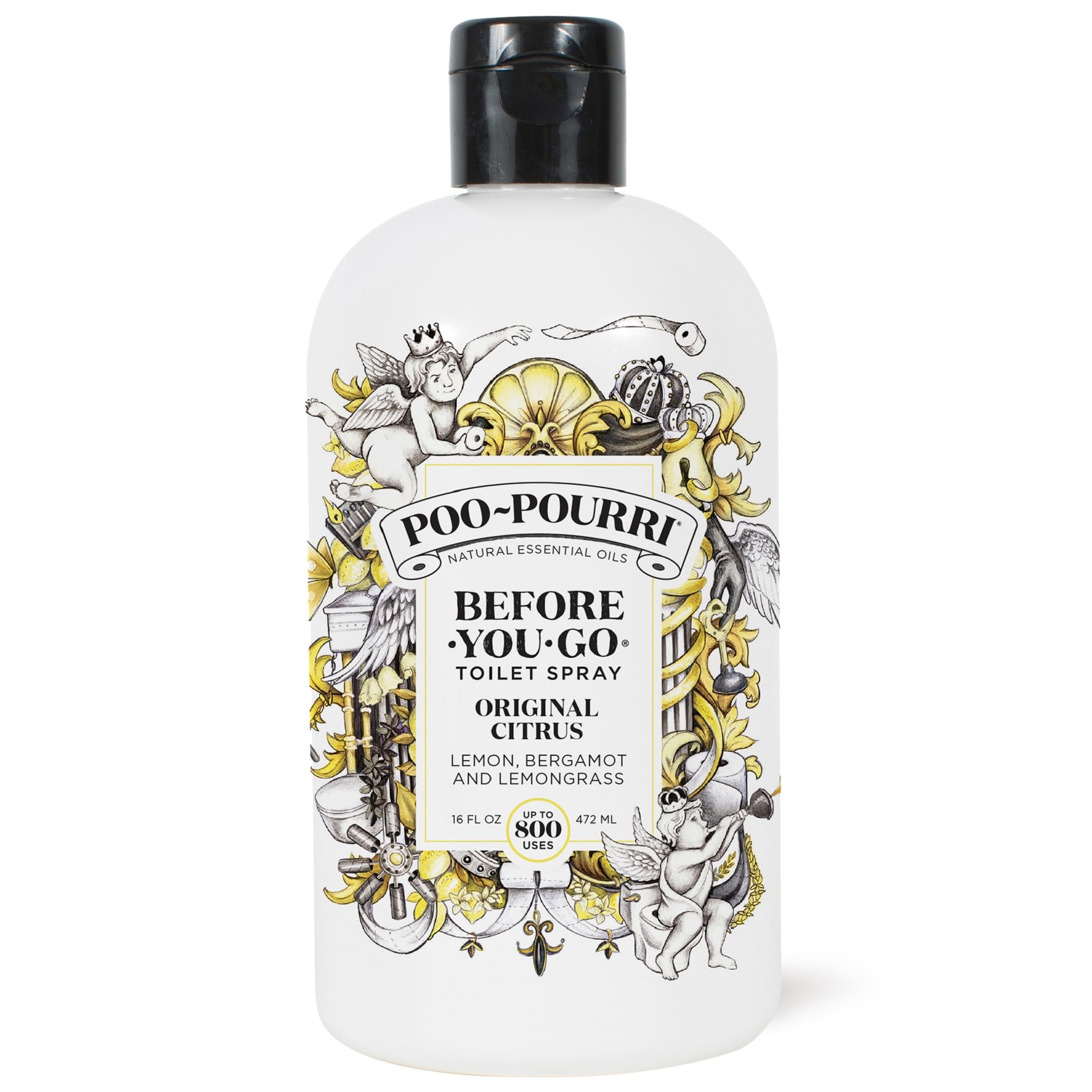 Poo-Pourri Before-You-Go Toilet Spray, Original Citrus, Refill Bottle 16 Fl Oz - Lemon, Bergamot and Lemongrass