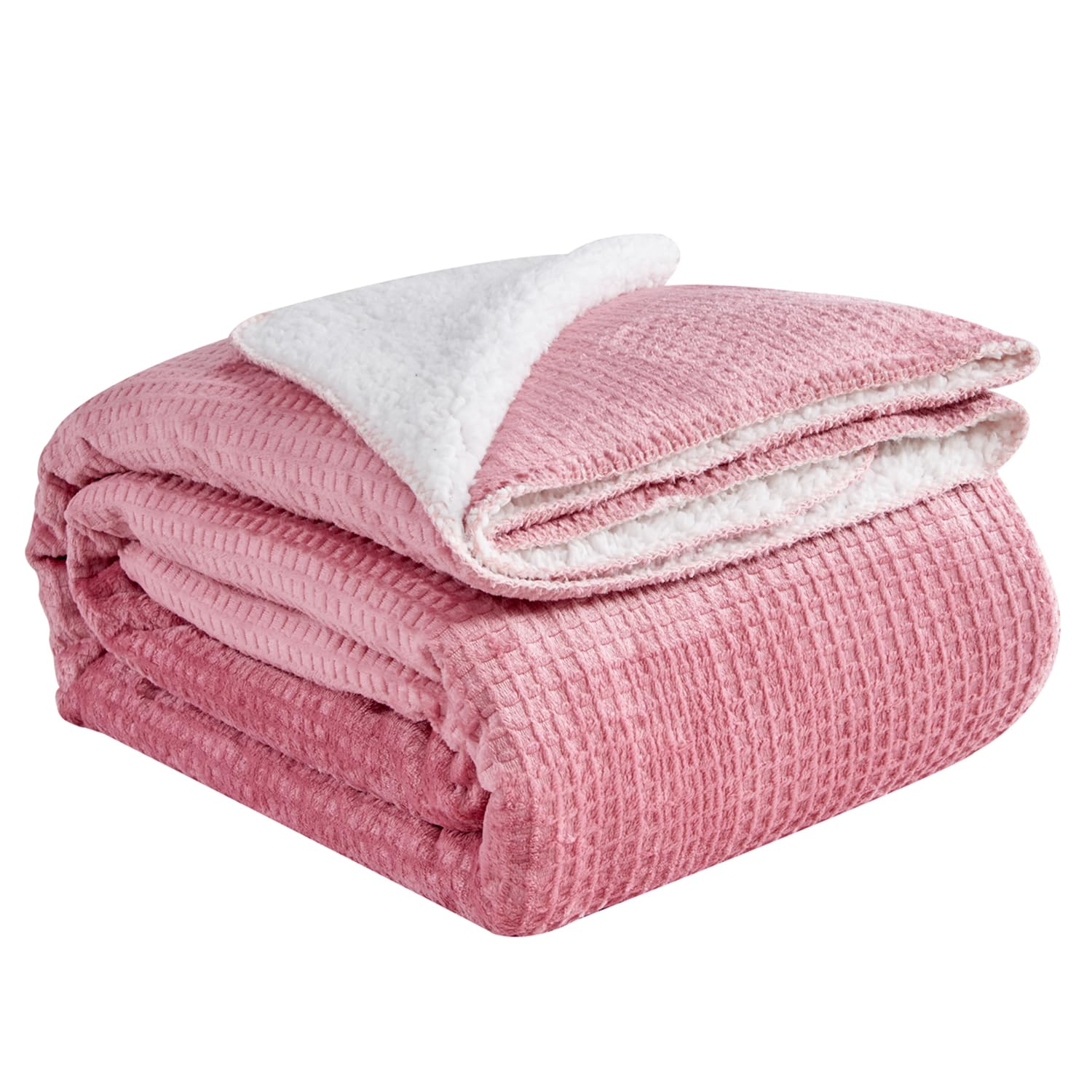 GC GAVENO CAVAILIASherpa Fleece Blanket - Snuggle Blankets For Bed - Super Soft Sofa Throw Blanket - Cosy, Thermal, Warm, Fluffy Blankets & Throws - Double (130x180 Cm) - Blush Pink