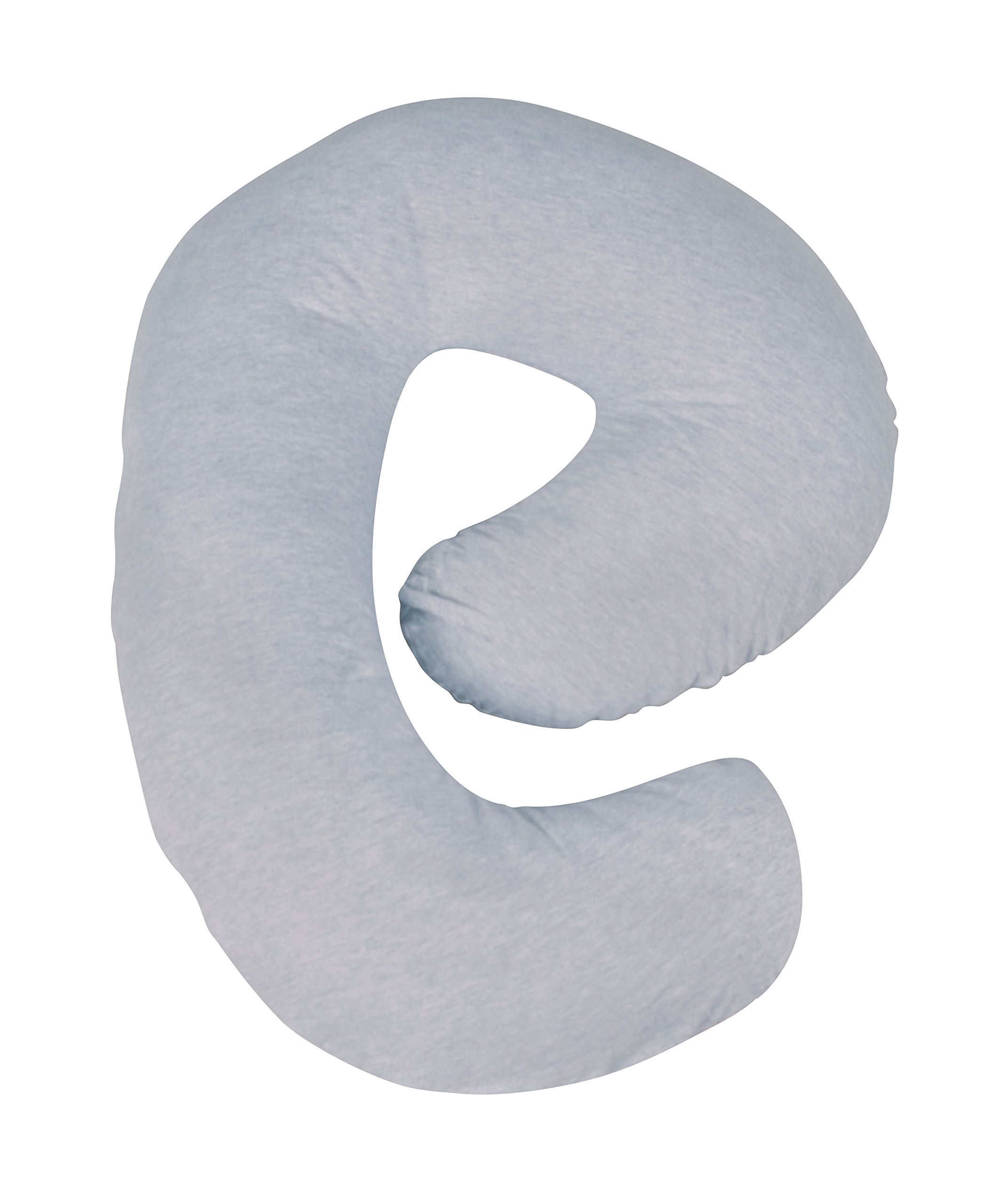 Leachco Snoogle Mini Chic Jersey - Compact Side Sleeper Pregnancy Pillow - Heather Gray