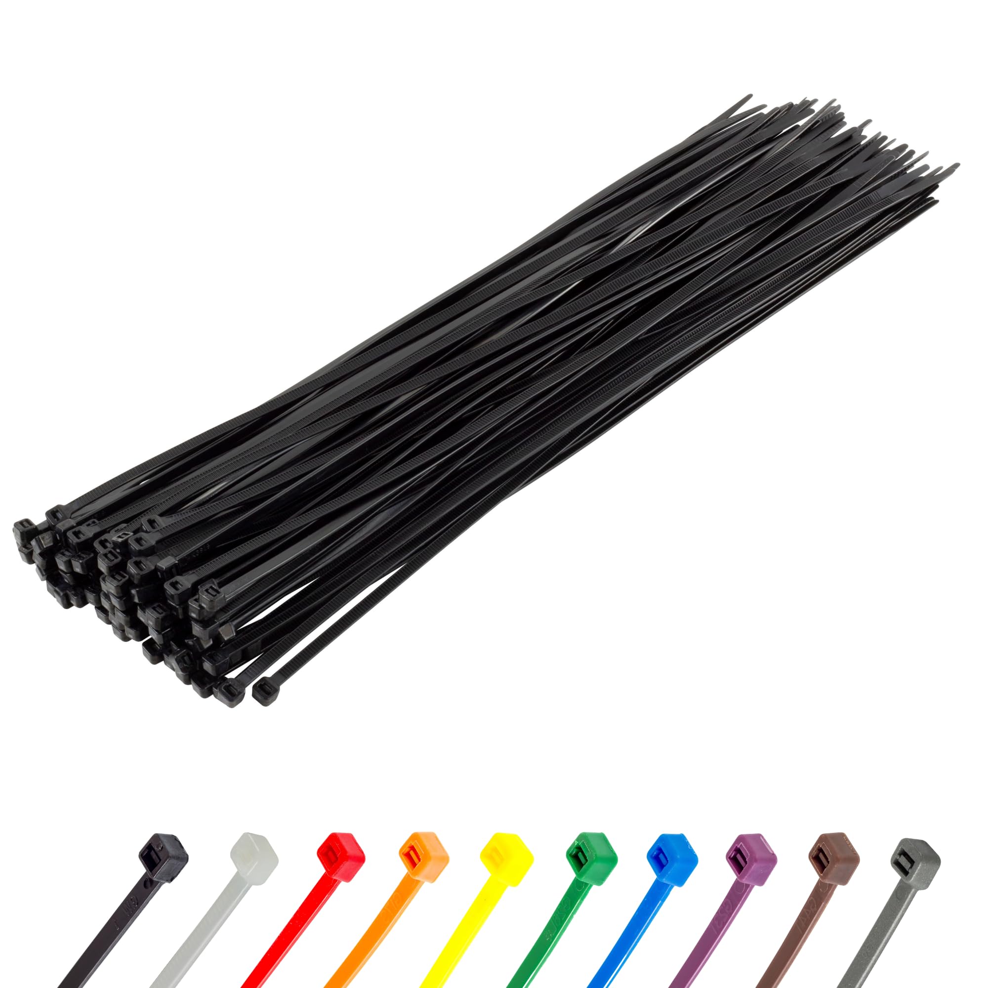 Gocableties Black Cable Ties, 300mm x 3.6mm, Pack of 100, 12" Premium Nylon Zip Ties, Multi-Purpose Plastic Tie Wraps, Secure Self-Locking Mechanism, for Home, Garden, Office and DIY