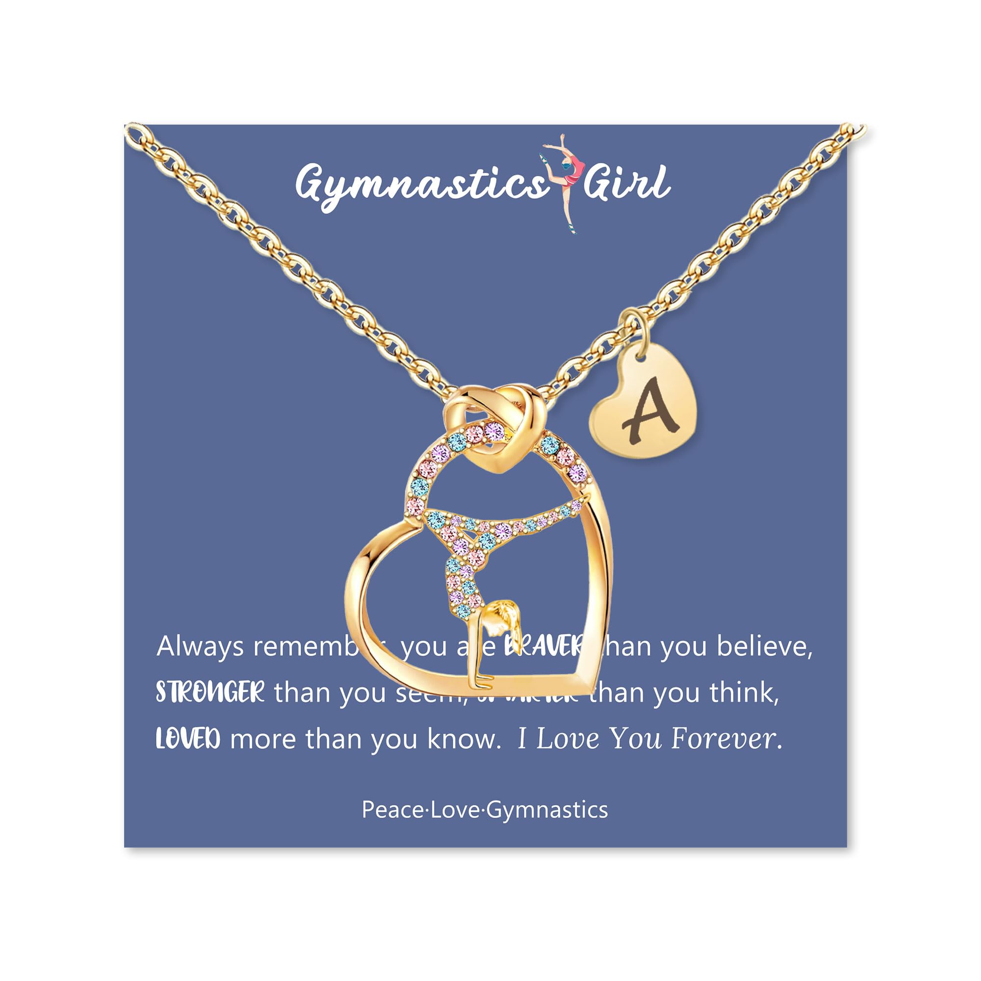 14K Gold Plated Gymnastics Necklace Initial Letter Rainbow Gymnastics Jewelry Sport Gymnastics Gifts for Daughter Niece