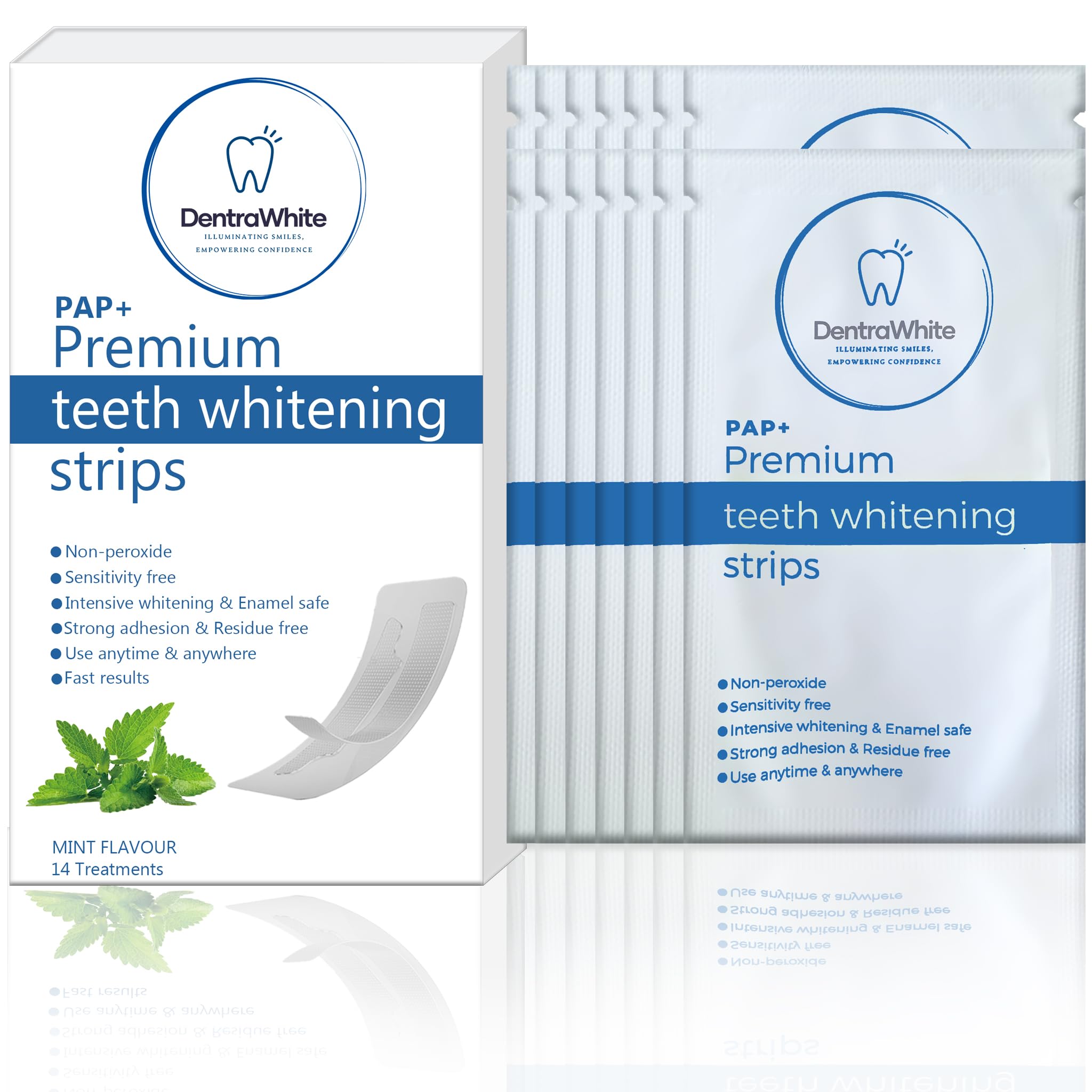 DentraWhite Teeth Whitening Strips. Easy-to-use Teeth Whitener kit Includes 14 Treatments for a Brighter Smile. DentraWhites Tooth whitening Strips are a Safe & Effective Teeth whitening Solution.