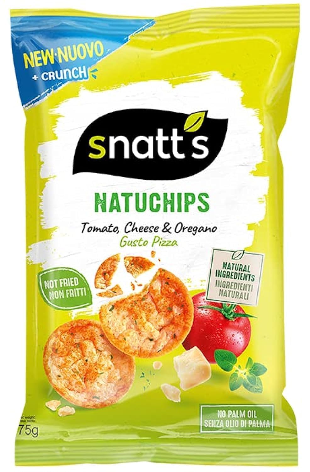 nature product Snatt's Natuchips with Tomato Cheese & Oregano 75 Grams| Popped Chips, gluten free, guilt free snacking.