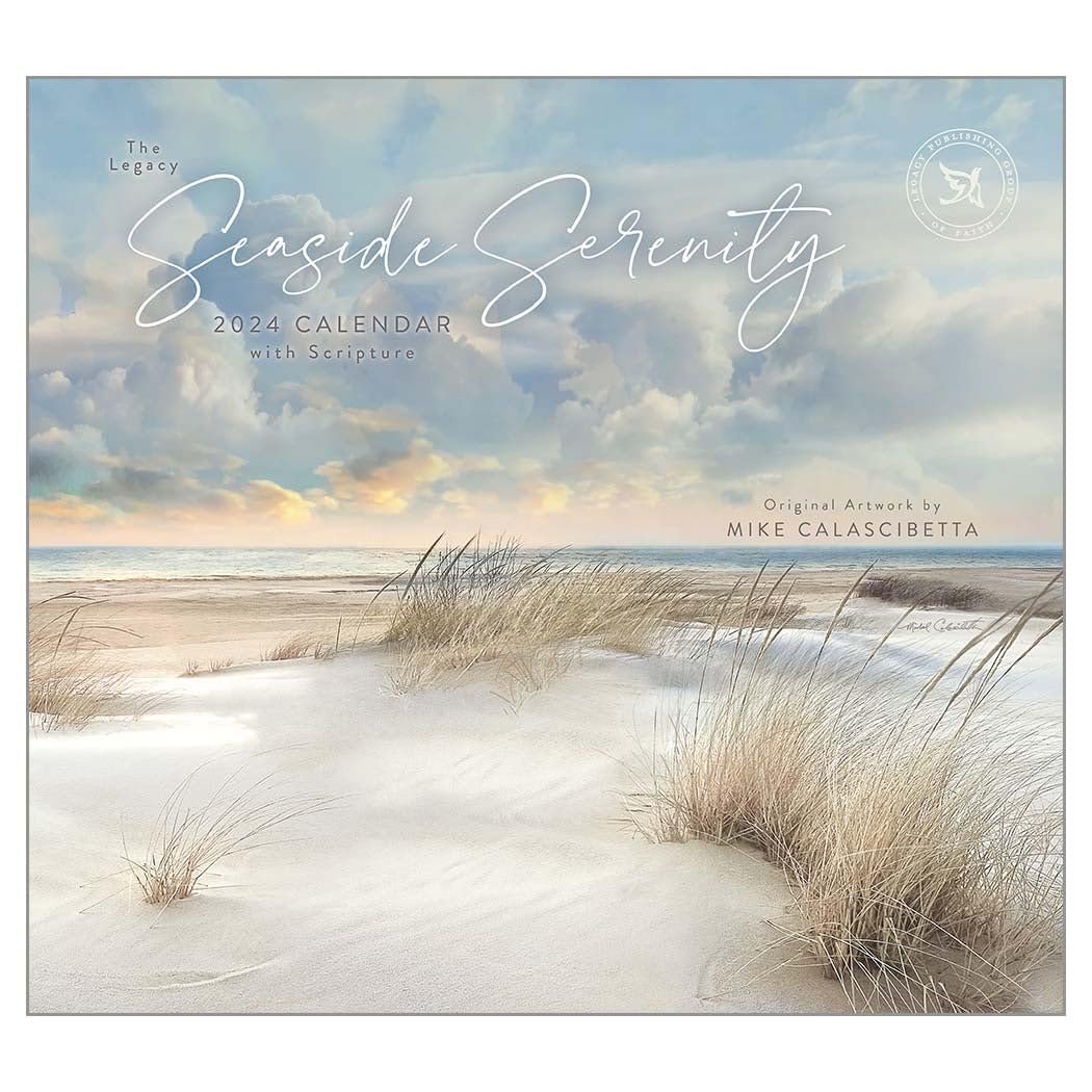 Legacy Seaside Serenity Sand Blue 13 x 12 Paper 2024 Hanging Wall Calendar