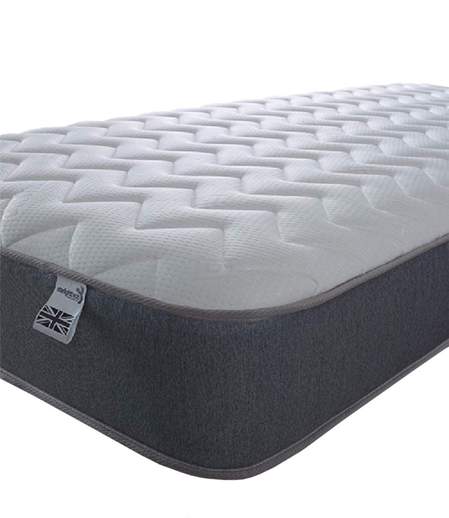 Starlight BedsEssentials Zig Zag Double Mattress with Springs and Memory Foam. 7.5 Inch Budget Mattress. Grey, Soft Firmness (135x190x19cm)