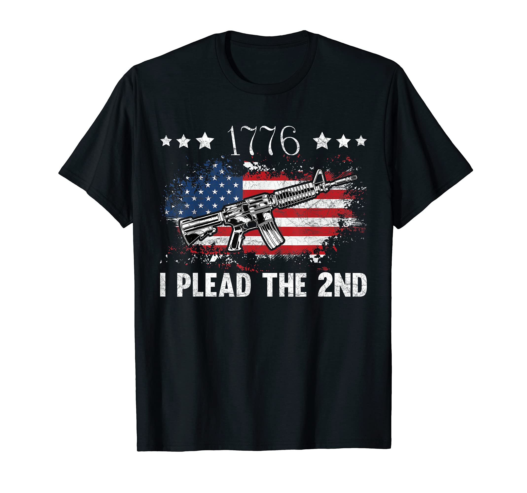 I Plead The 2nd Amendment Pro-Gun, AR-15 Rifle American Flag T-Shirt